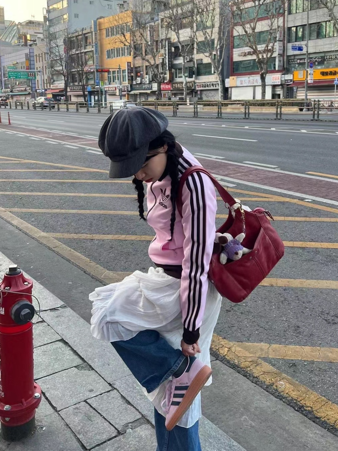(W) Adidas Originals Beckenbauer Track Jacket Clear Pink - KR Sizing 착용 스타일 - 1