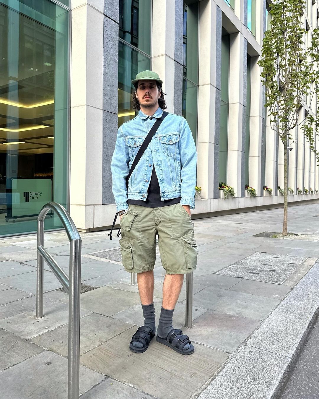 Nonnod Side Cargo Shorts Khaki, Human Made Cargo Shorts Olivedrab 착용 스타일 - 2