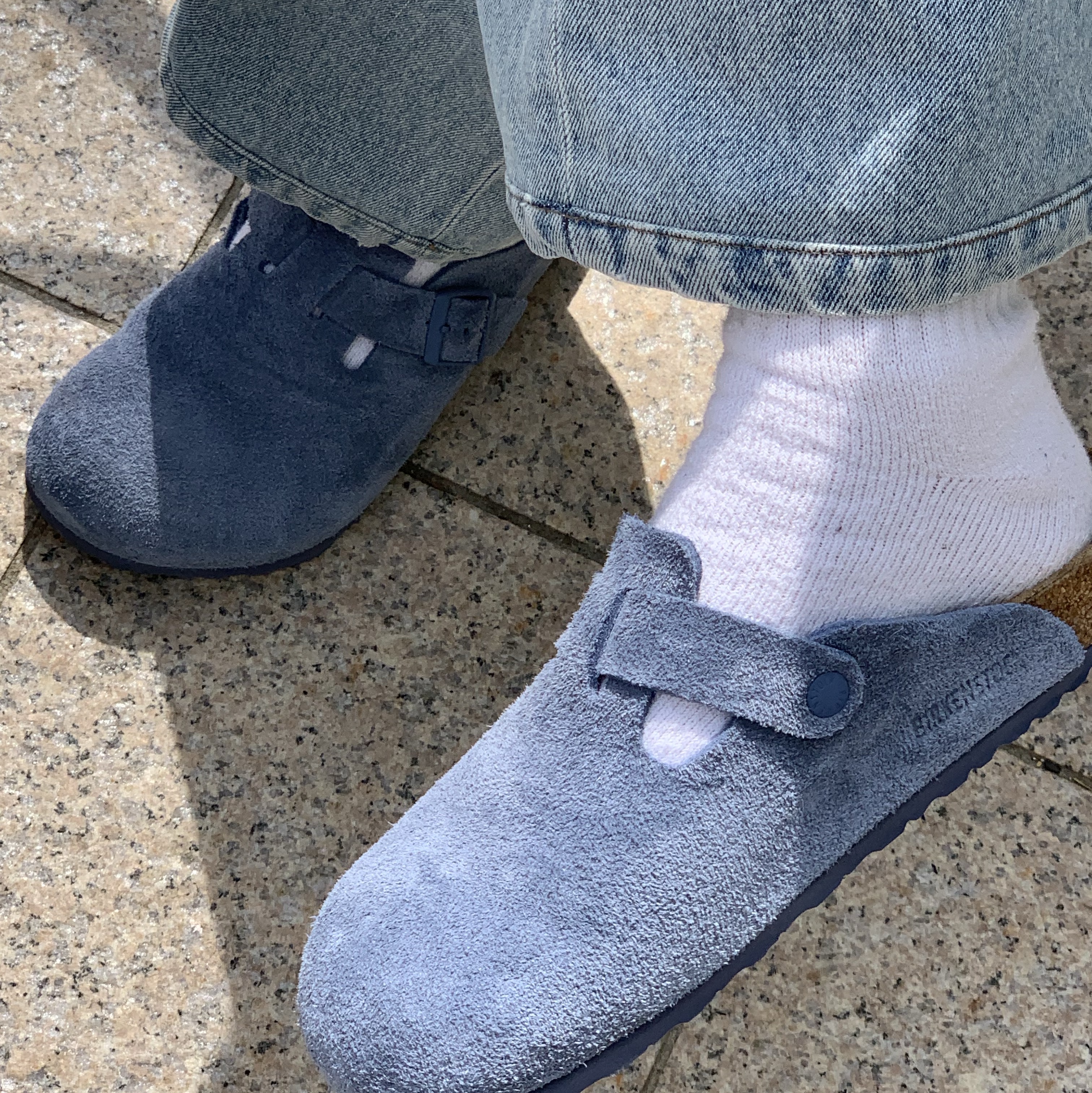 Birkenstock Boston Suede Leather Elemental Blue - Narrow 착용 스타일 - 3