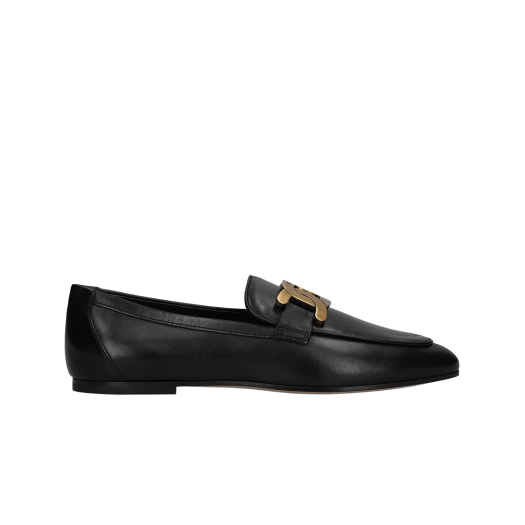 XXW79A0DD00NF5B999 (W) Tod's Kate Metal Logo Leather Loafers Black