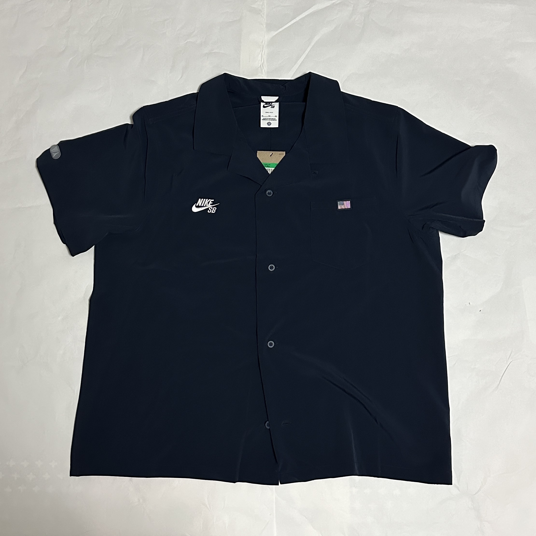 Nike SB Team USA Short Sleeve Button Up Bowler Shirt Obsidian 착용 스타일 - 1
