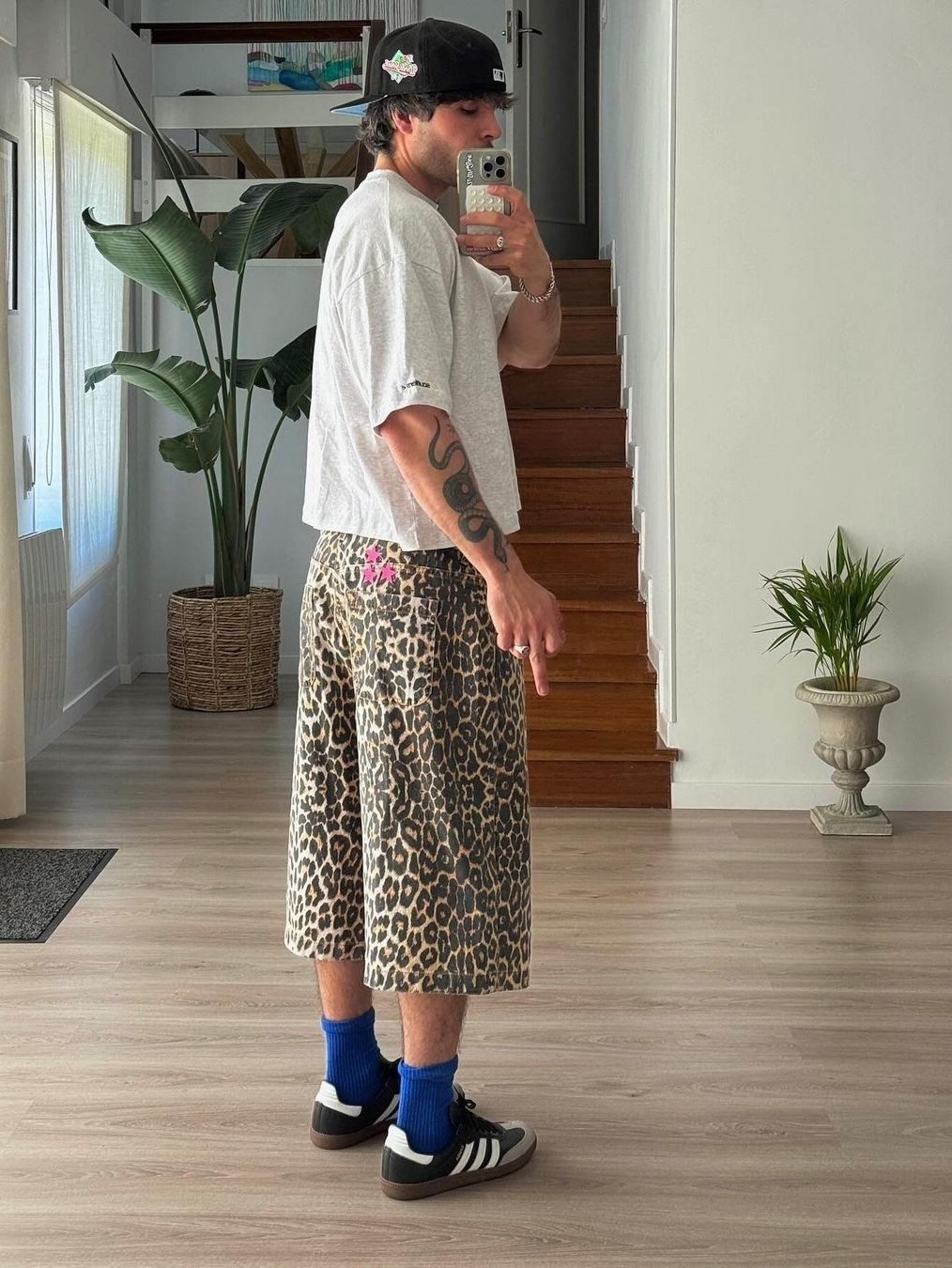 Supreme x Toy Machine Work Pant Leopard - 24SS, Needles x Noma t.d. String Cowboy Pants Leopard Purple 착용 스타일 - 5