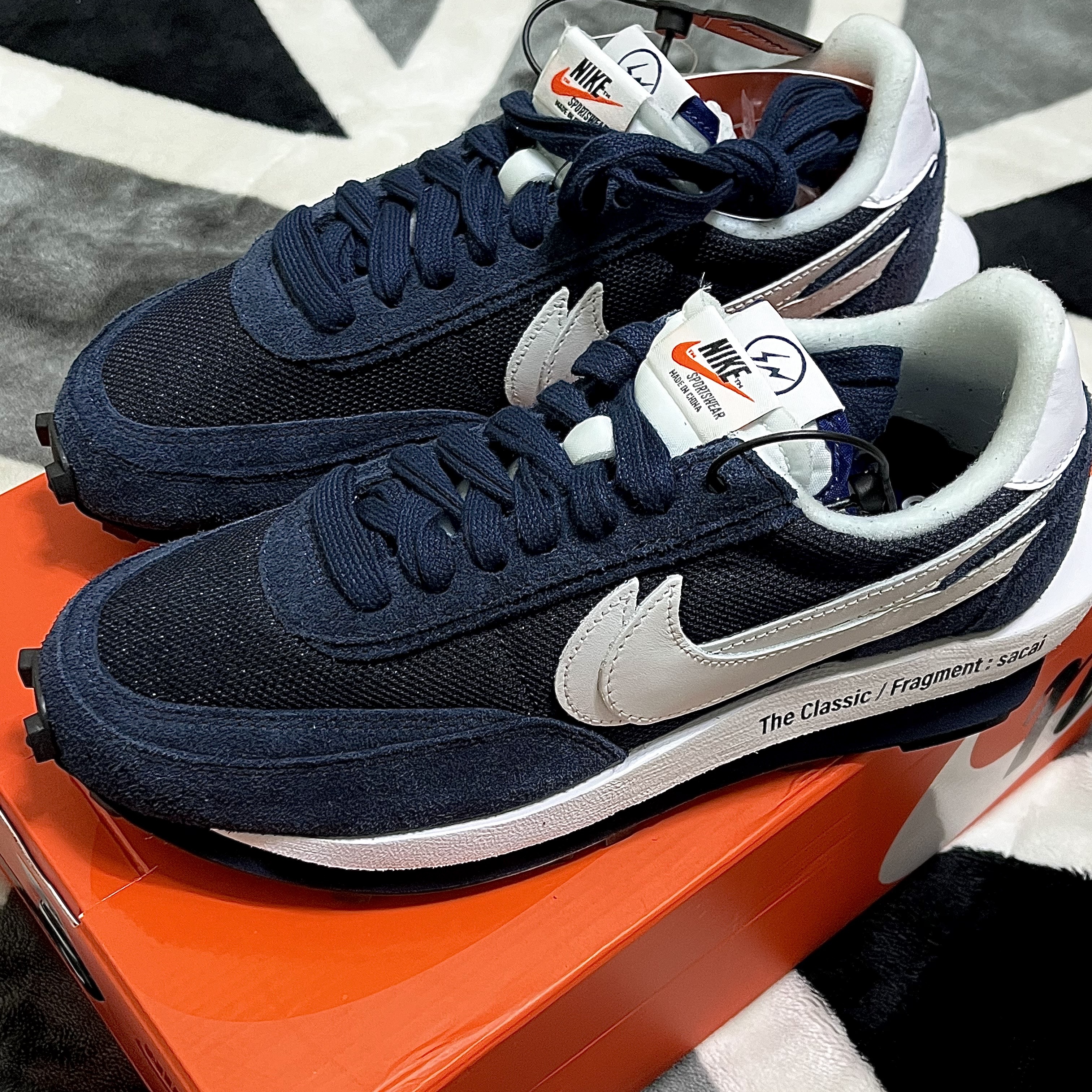 Nike x Sacai x Fragment LDWaffle Blackened Blue 착용 스타일