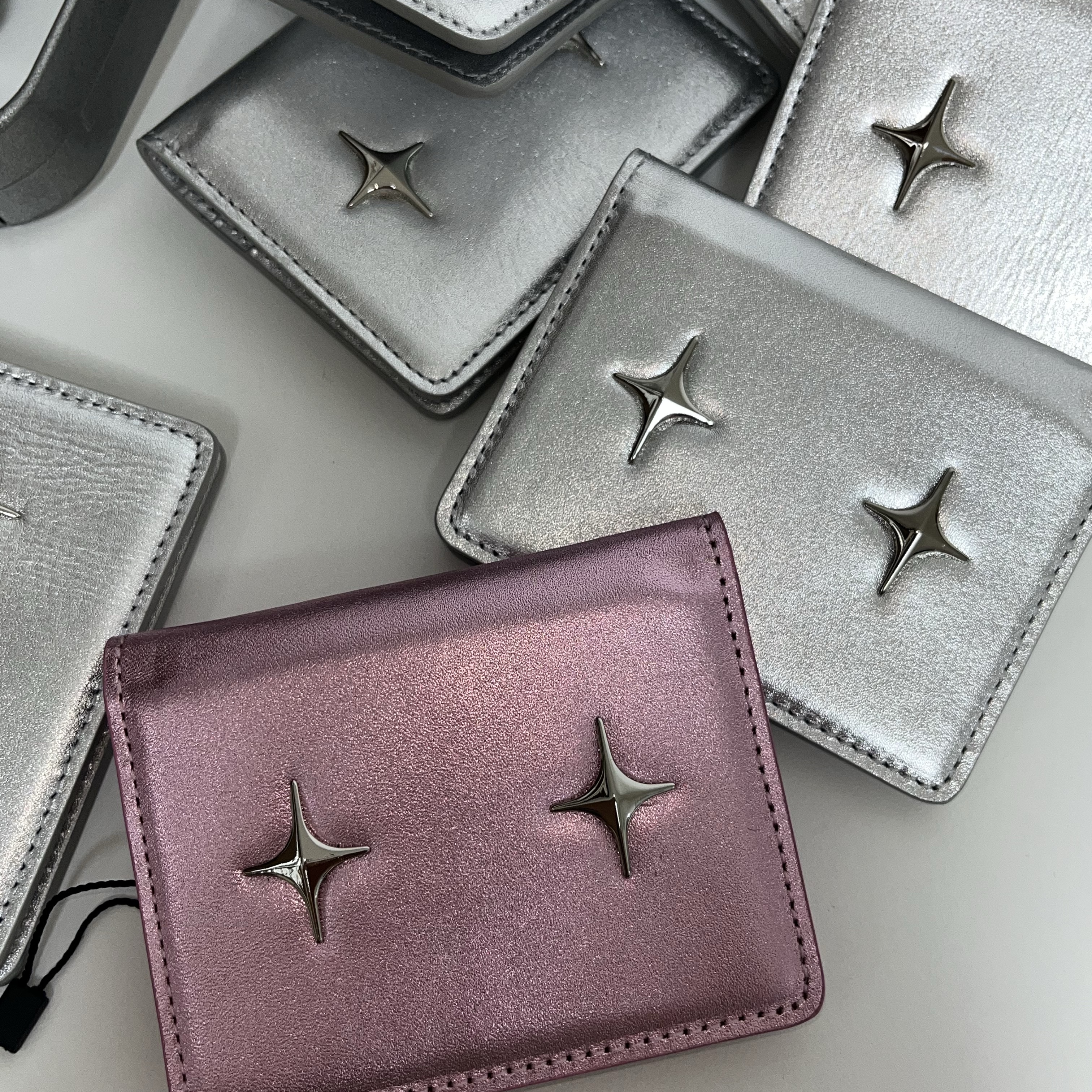 For Appeal Sparkle Star Card Wallet Pure Silver, For Appeal Sparkle Star Card Wallet Metal Pink 착용 스타일