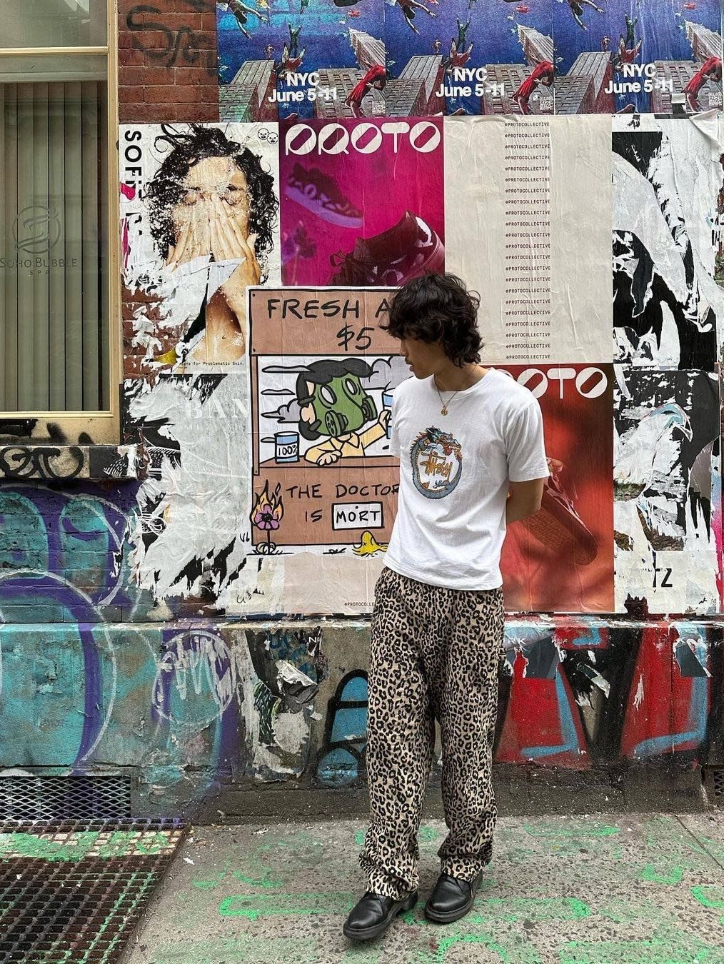 Supreme x Toy Machine Work Pant Leopard - 24SS, Needles x Noma t.d. String Cowboy Pants Leopard Purple 착용 스타일 - 2