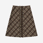Margarin Fingers Check Frill Midi Skirt Brown