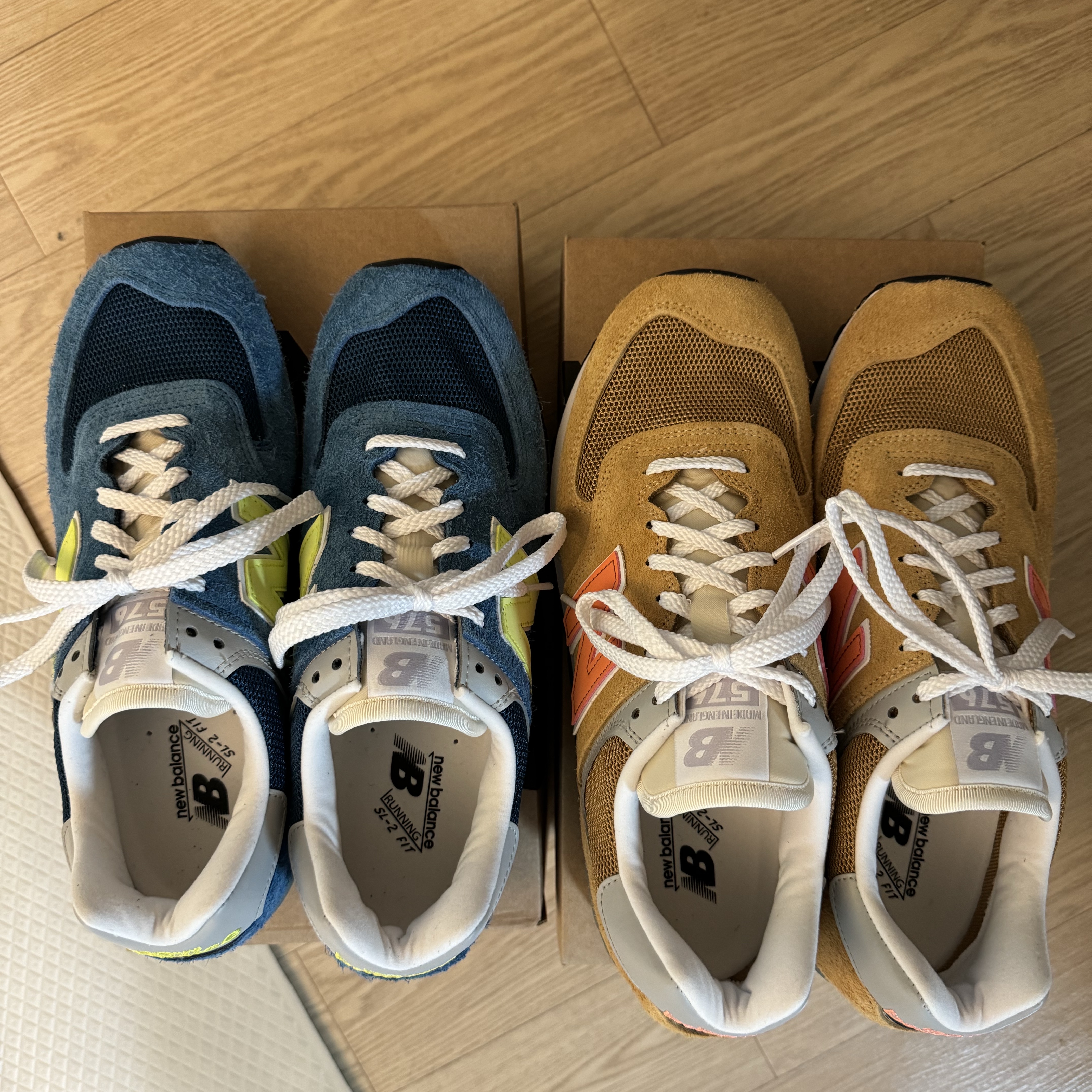 New Balance 576 Made in UK Latte 착용 스타일 - 2