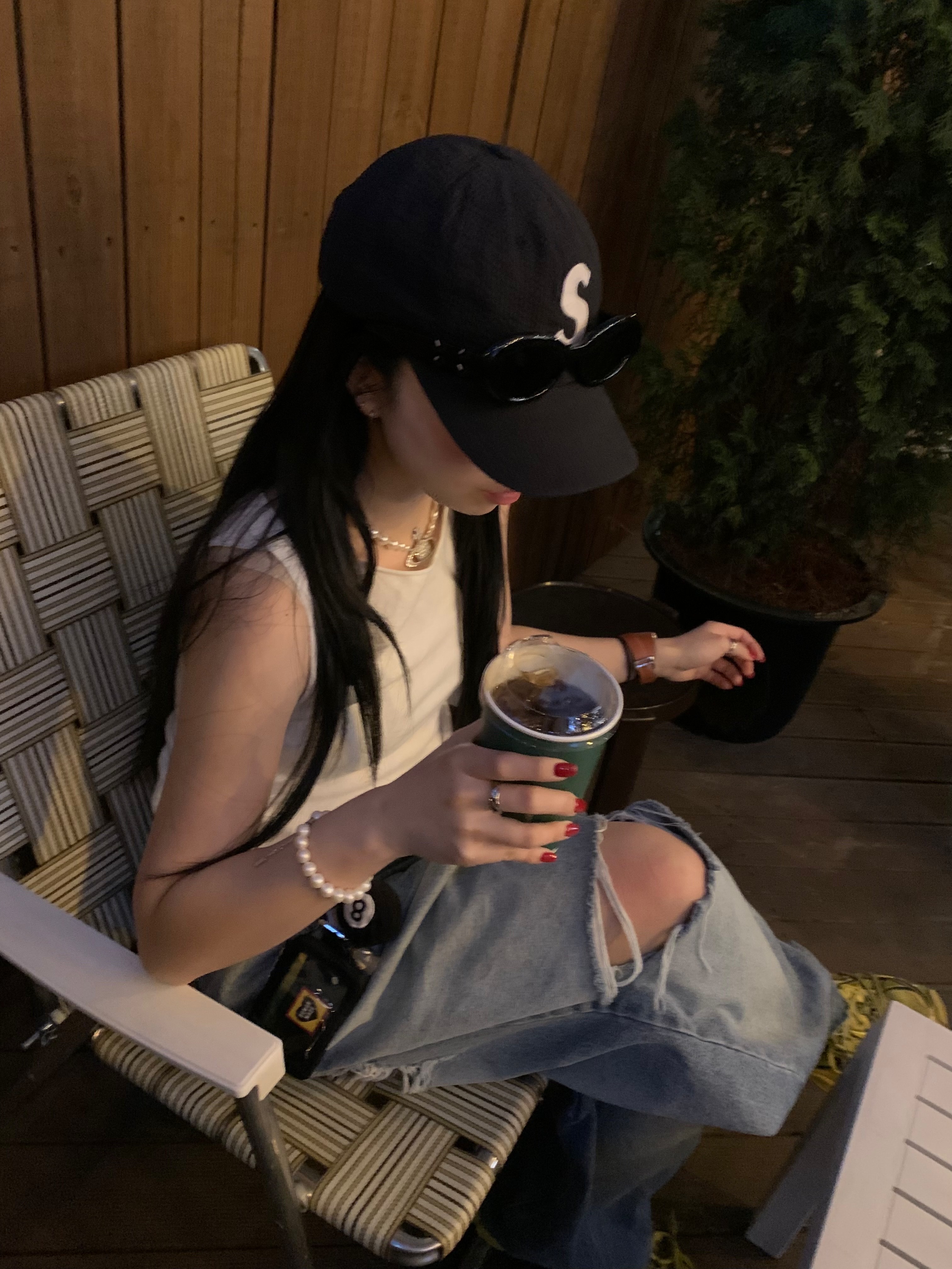 Supreme Seersucker S Logo 6-Panel Black - 24SS, Gentle Monster x Maison Margiela MM004 Black Black 착용 스타일