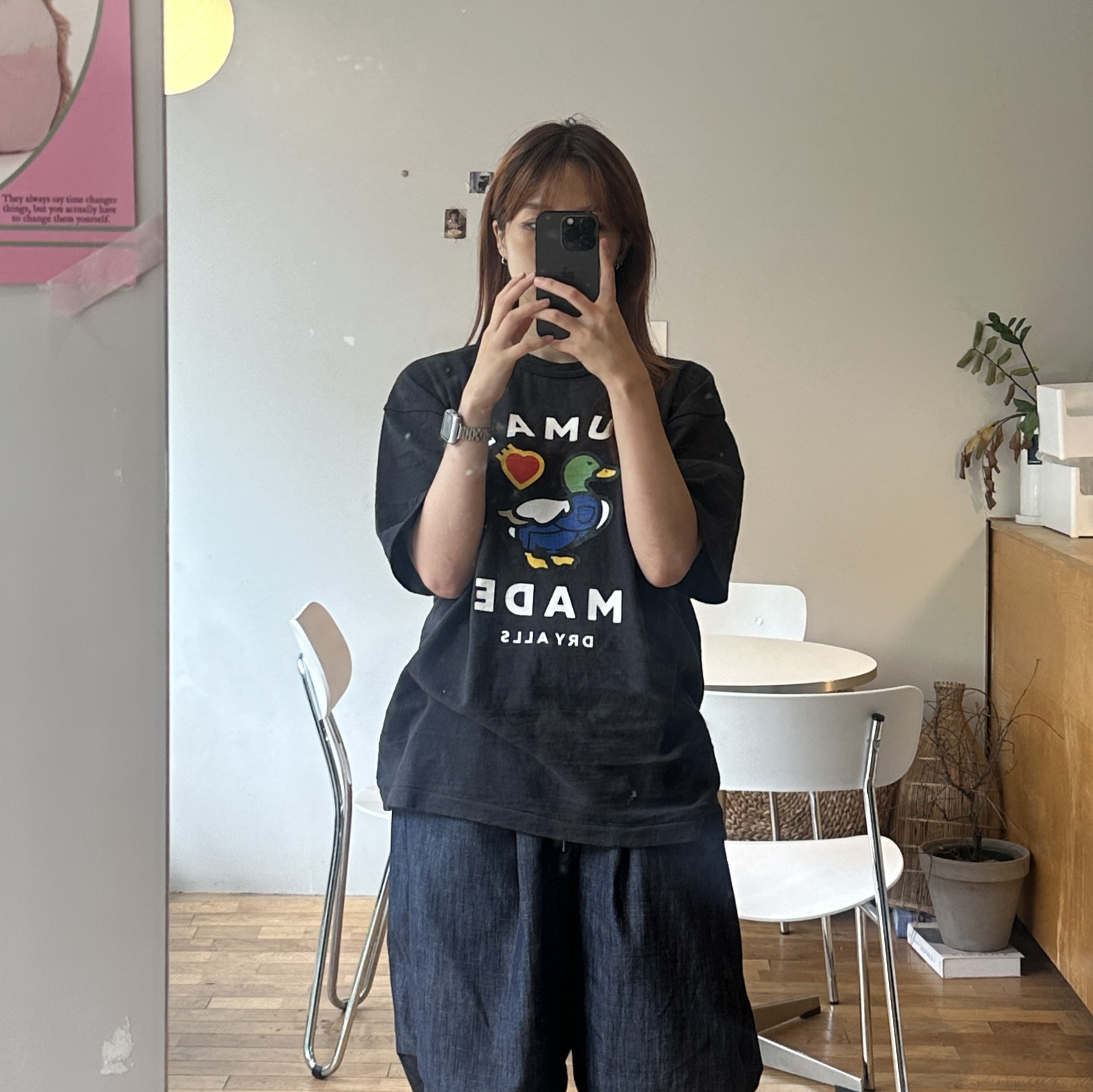 Human Made Graphic T-Shirt #05 Black, (W) Adidas Gazelle Indoor Bliss Pink 착용 스타일 - 2