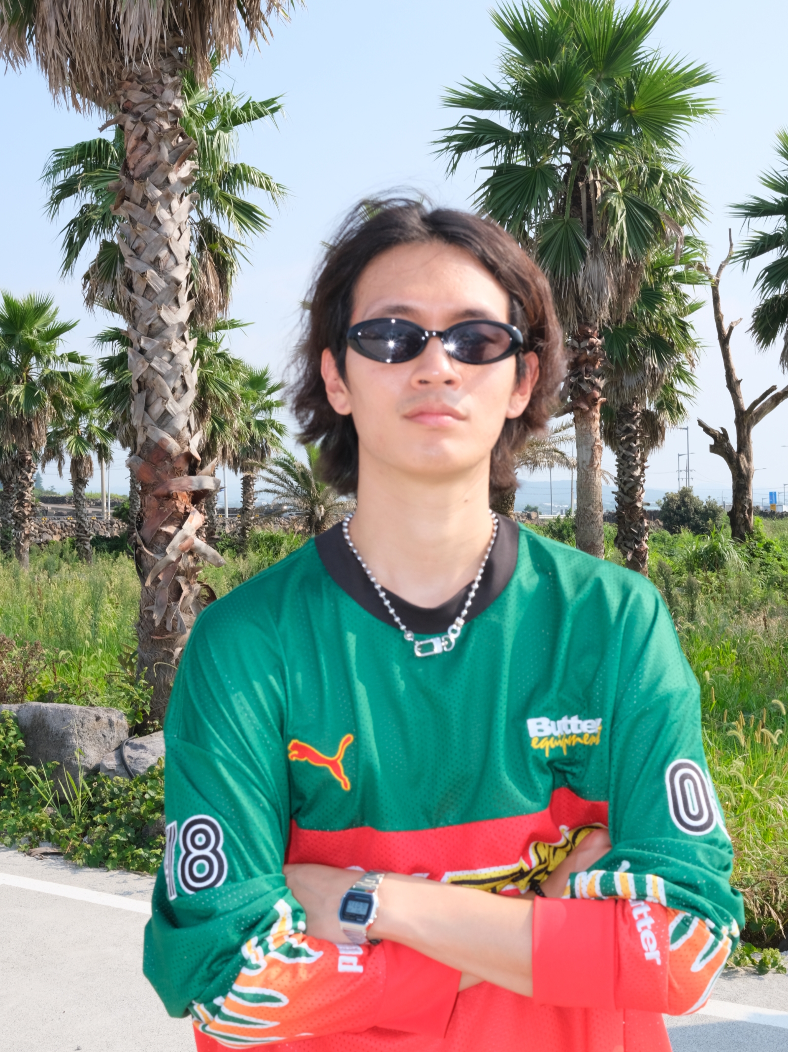 Puma x Butter Goods 15Year Jersey For All Time Red 착용 스타일