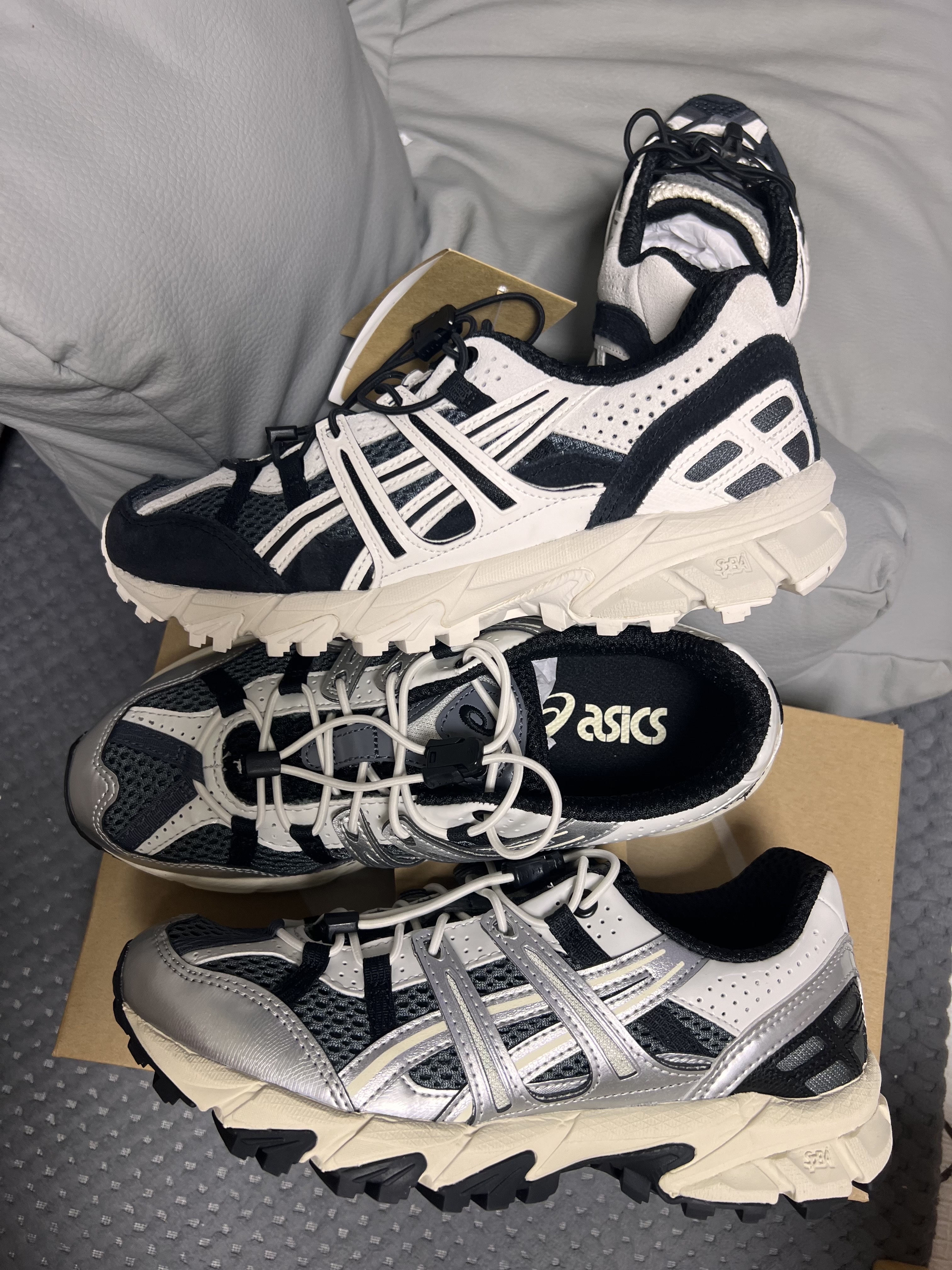 Asics Unlimited Gel-Sonoma 15-50 Steel Grey Pure Silver, Asics Unlimited Gel-Sonoma 15-50 Carrier Grey White Alyssum 착용 스타일