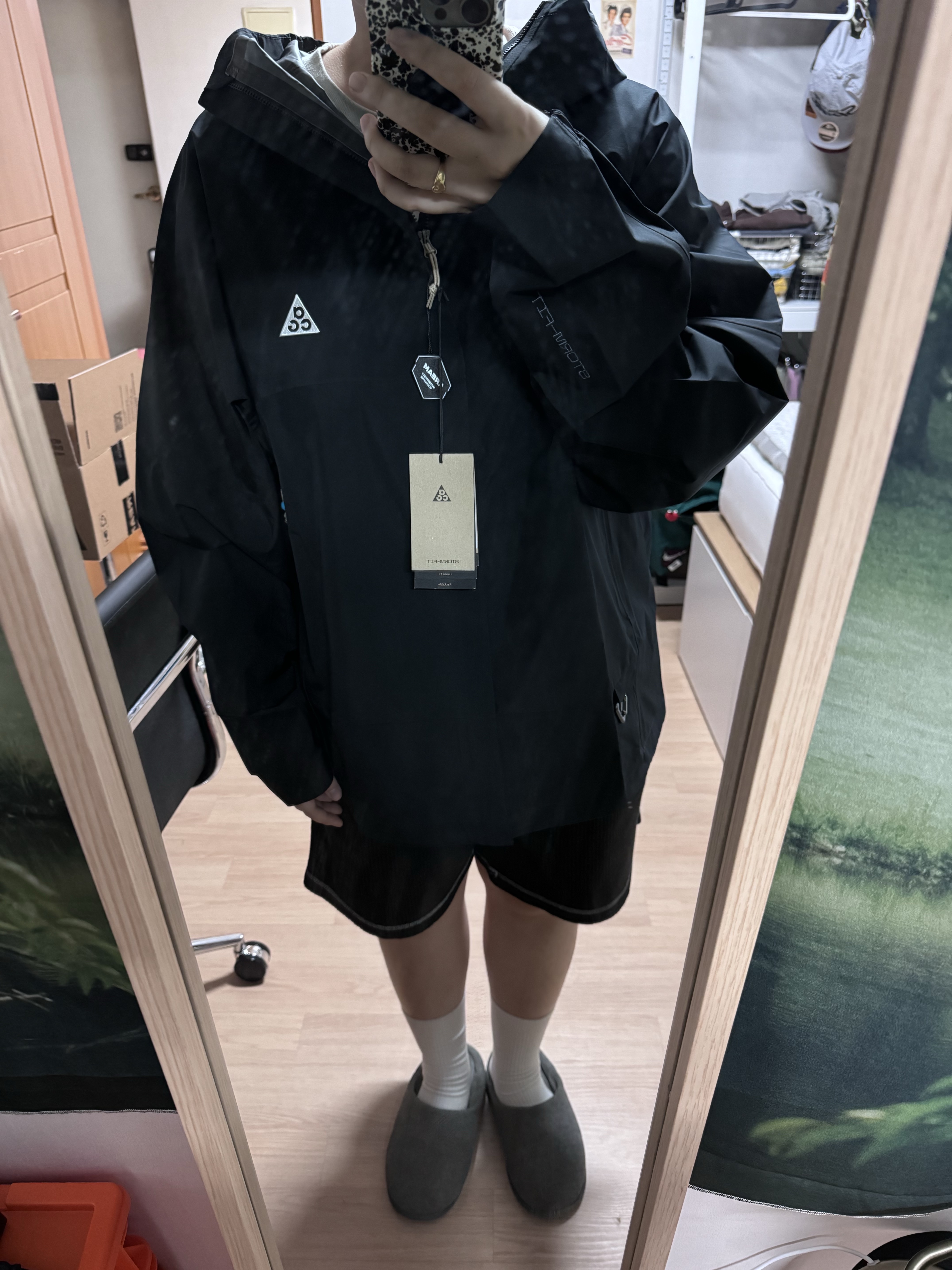 Nike ACG Storm-Fit ADV Cascade Rains Full Zip Jacket Black - Asia 착용 스타일