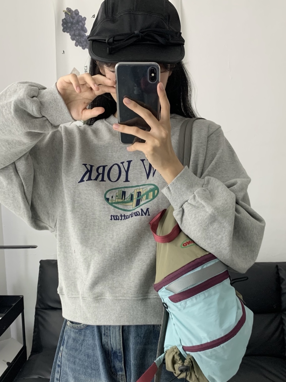 YOUCHE QS Duck Cap Black 착용 스타일 - 1