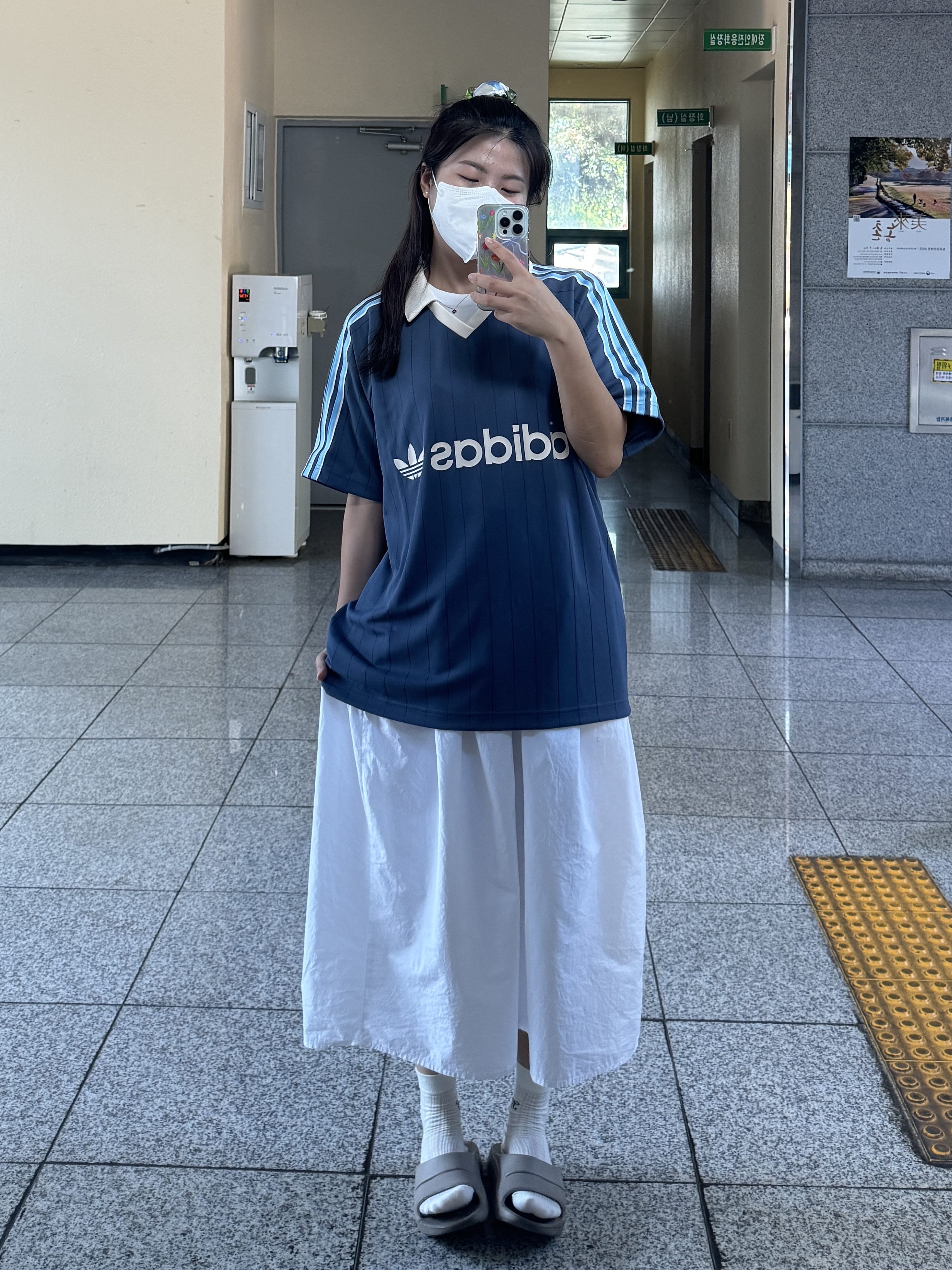 Adidas Pinstripe Jersey Preloved Ink - KR Sizing 착용 스타일