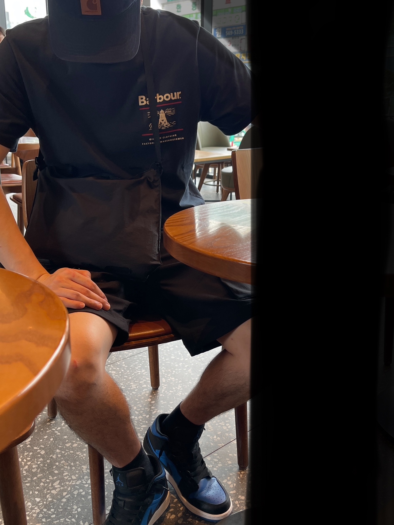 Carhartt Canvas Cap Navy, Nike ACG Smith Summit Cargo Pants Black Anthracite - Asia 착용 스타일
