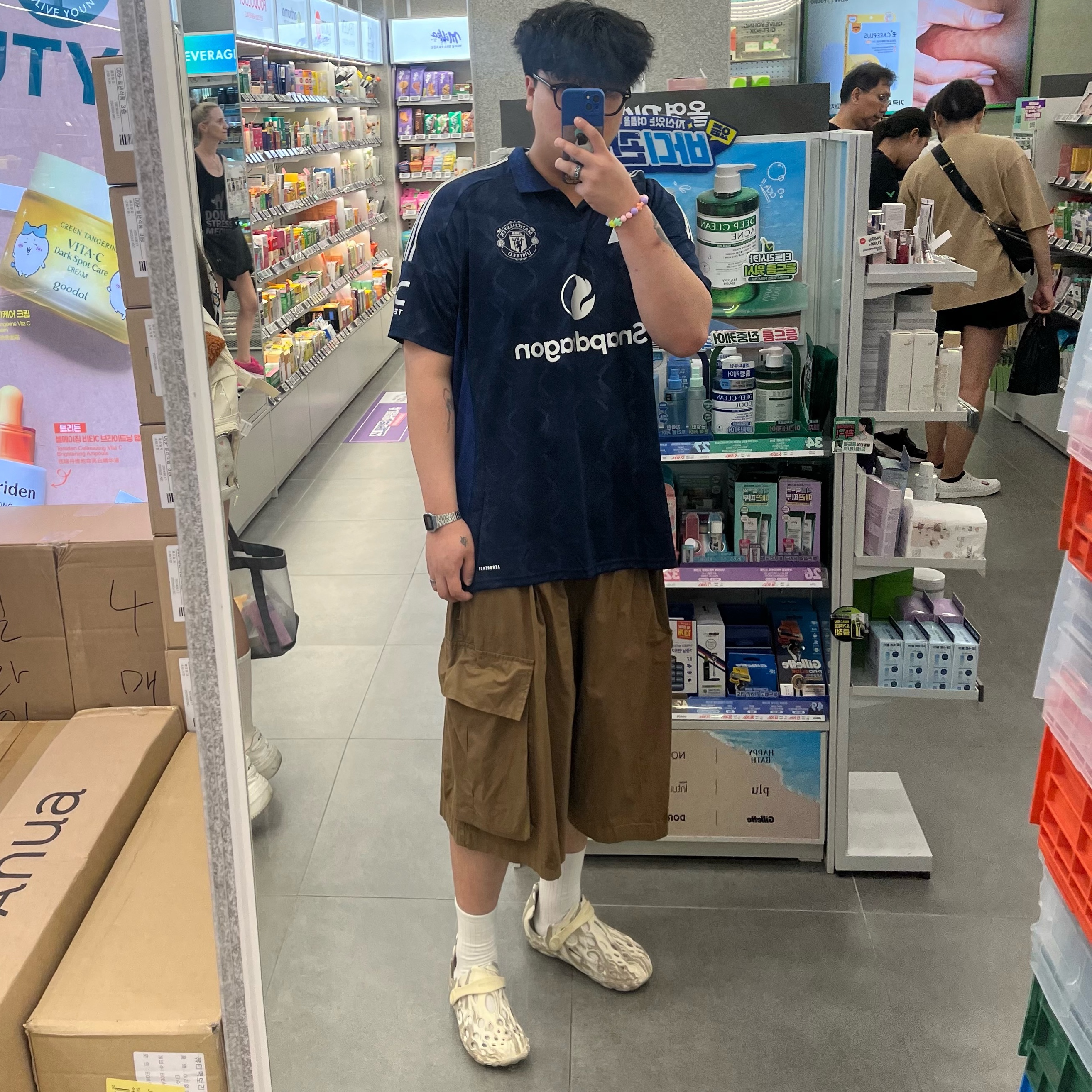 Adidas Manchester United 2024/25 Away Jersey Night Indigo - KR Sizing (Non Marking Ver.) 착용 스타일