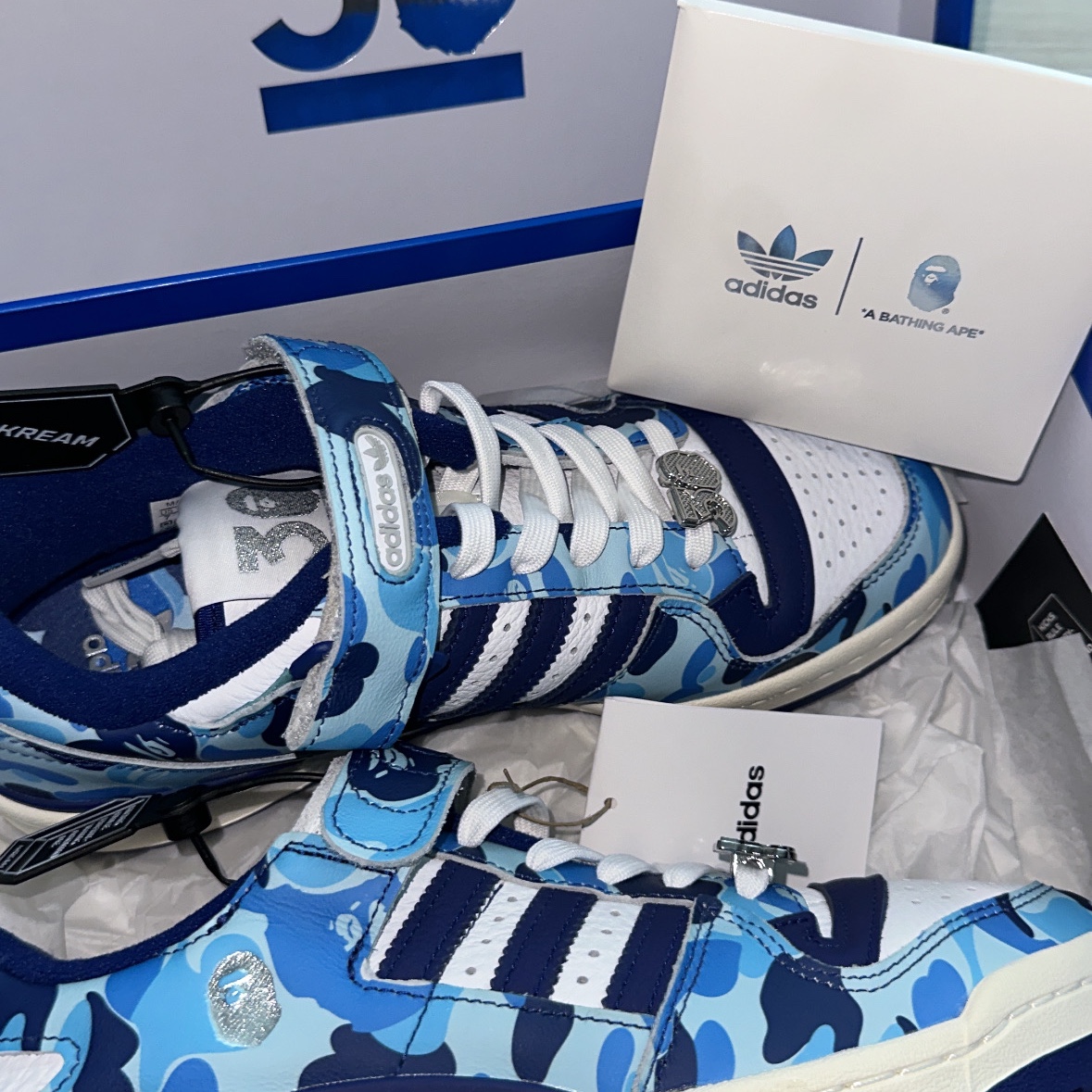 Adidas x BAPE Forum 84 Low Blue Camo 착용 스타일