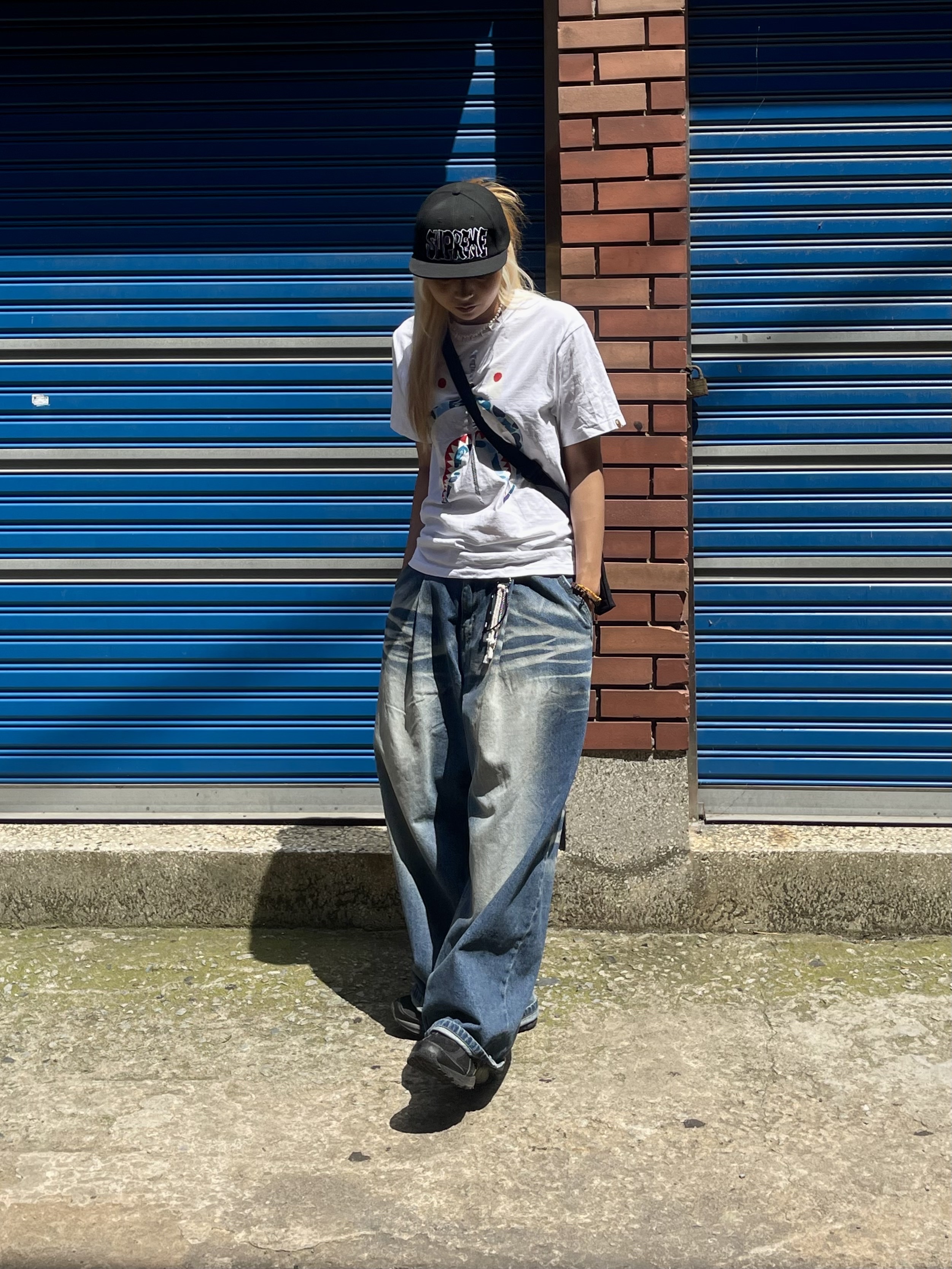 Supreme Creep 6-Panel Black - 24SS, Asics Jog 100 2 Black 착용 스타일 - 1