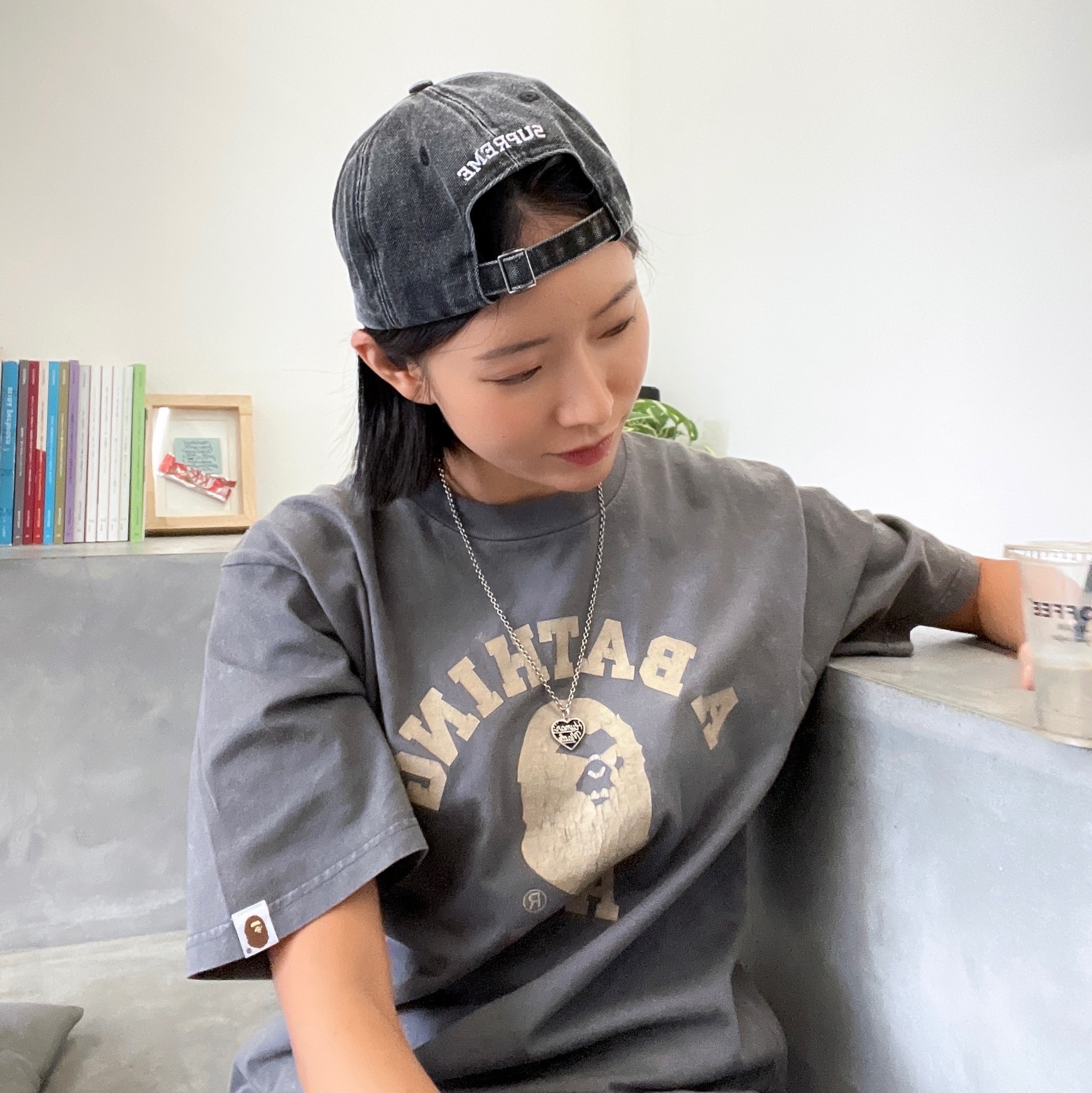 Supreme Pigment S Logo 6-Panel Black - 24FW 착용 스타일 - 2