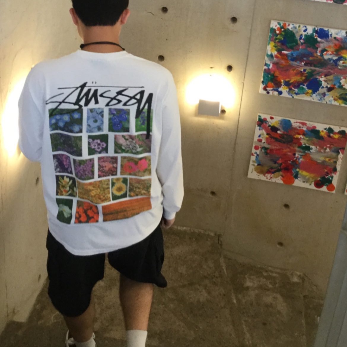Stussy Flower Grid Pigment Dyed LS T-Shirt Natural, Maison Mihara Yasuhiro Peterson OG Sole Canvas Low Sneakers Black 착용 스타일