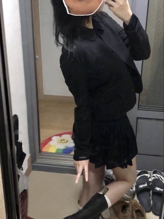 (W) Dr. Martens 1B99 Boots Black, Coyseio Draping Dress Black 착용 스타일 - 4