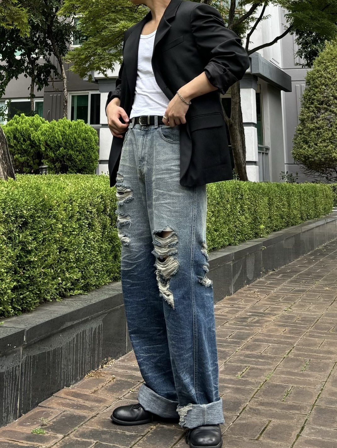 Ader Error Rueta Jeans Blue 착용 스타일