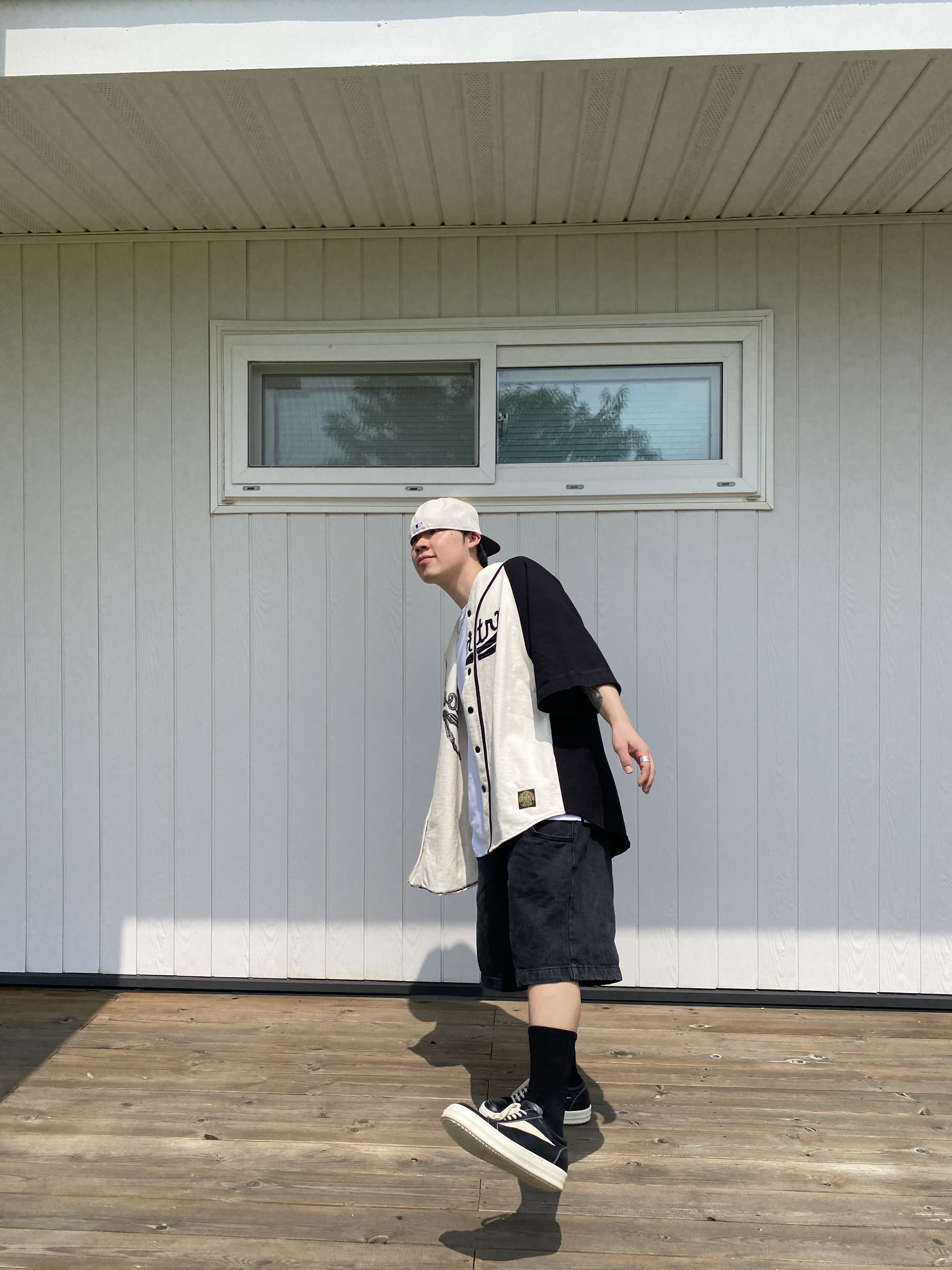 Kapital Baseball Bone Shirt Kinari Black, Nike x Supreme Air Force 1 Low Black 착용 스타일 - 2