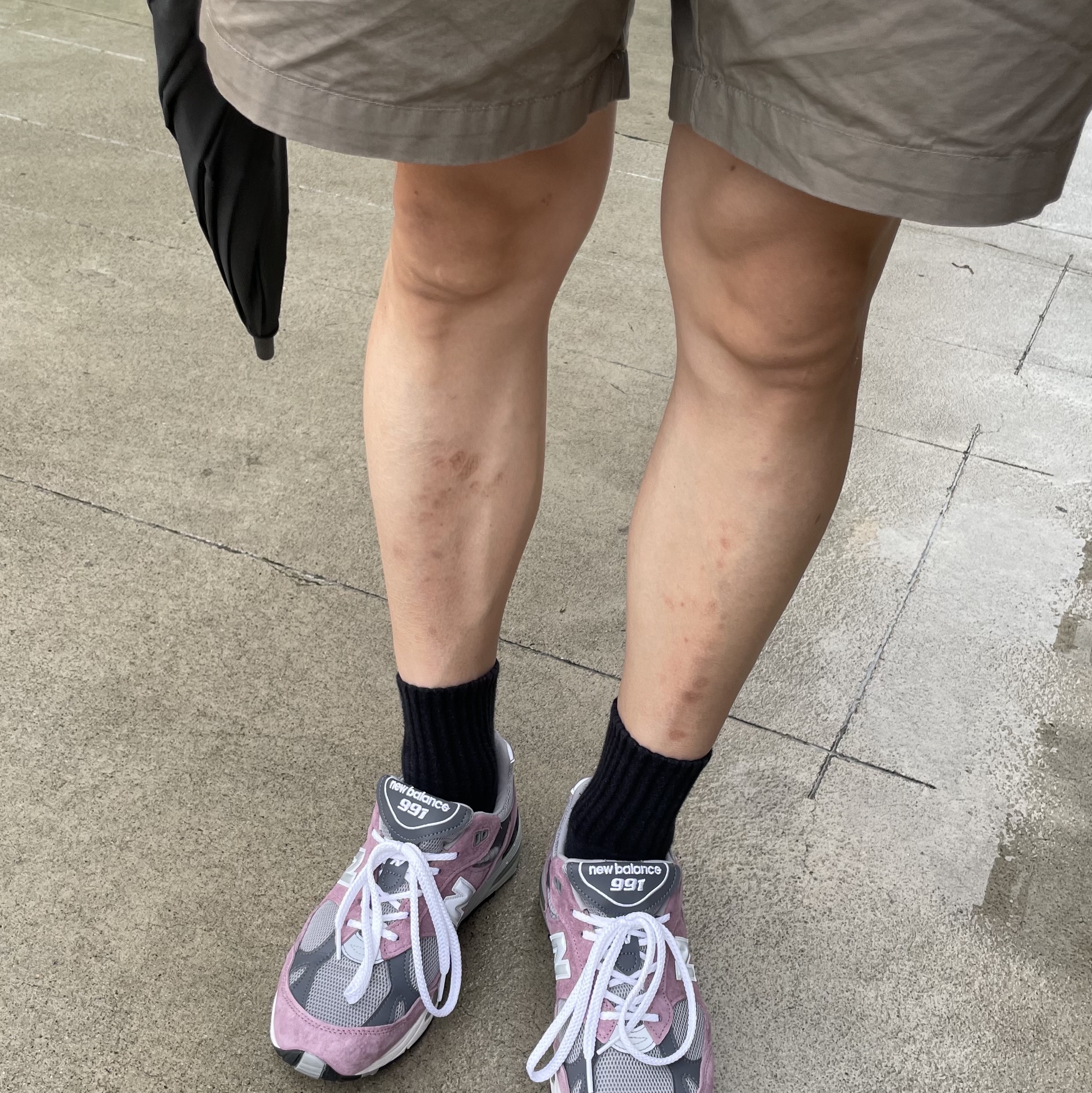 New Balance 991 Made in UK Pink Grey 착용 스타일