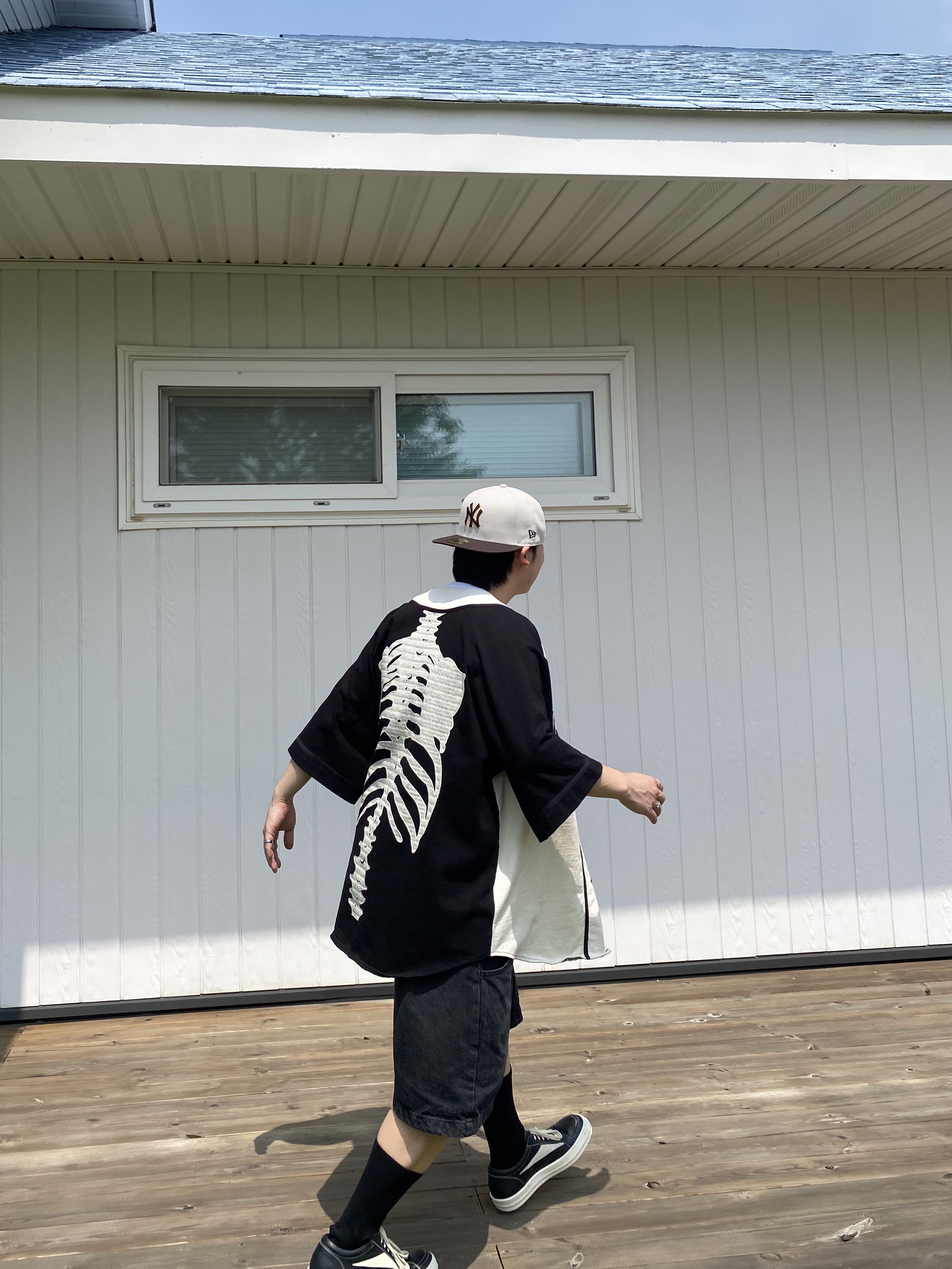 Kapital Baseball Bone Shirt Kinari Black, Nike x Supreme Air Force 1 Low Black 착용 스타일 - 3