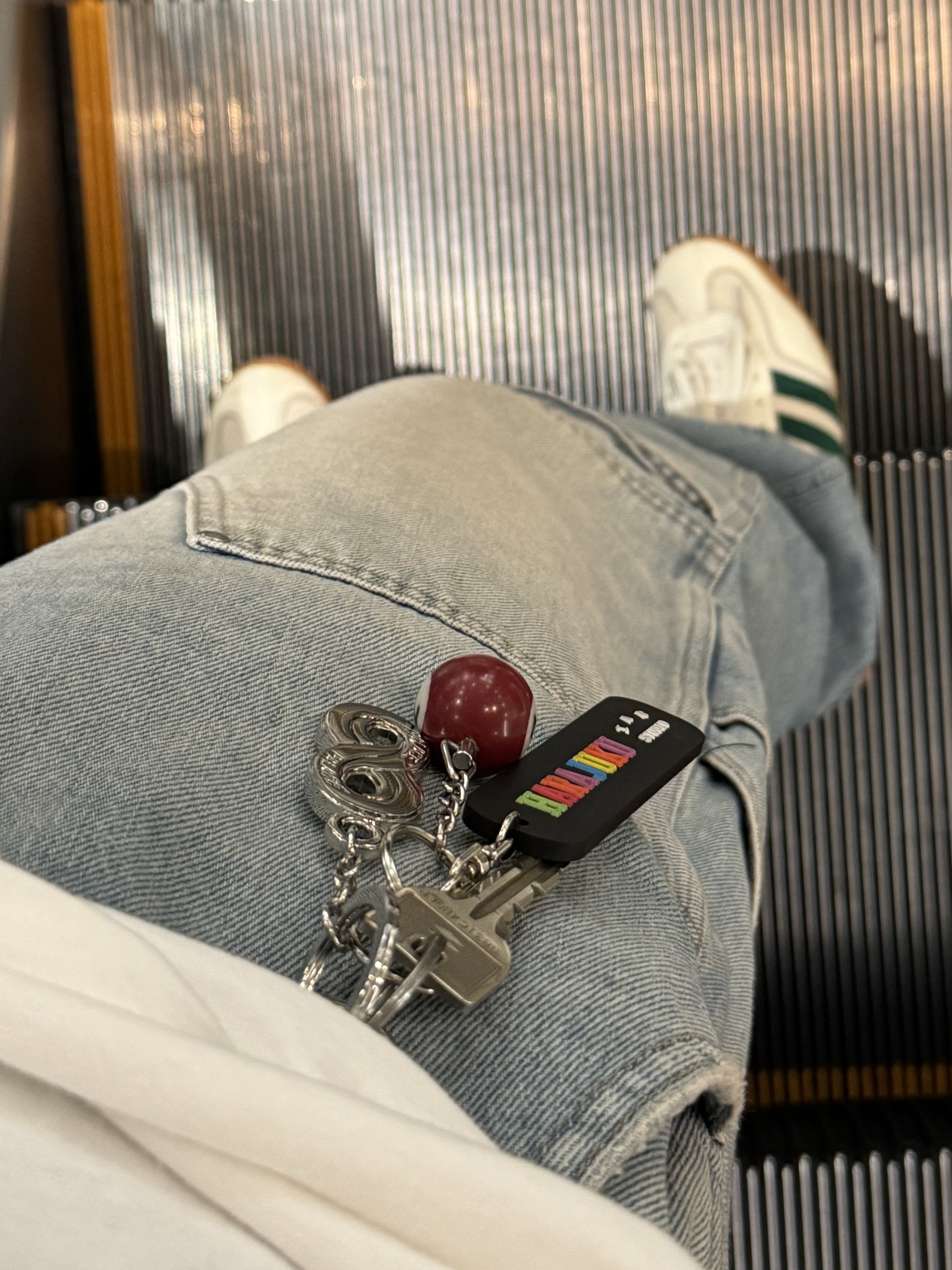 Palace Chain Link Keyring Silver - 24FW, IAB Studio Harajuku Keychain - Harajuku Exclusive 착용 스타일