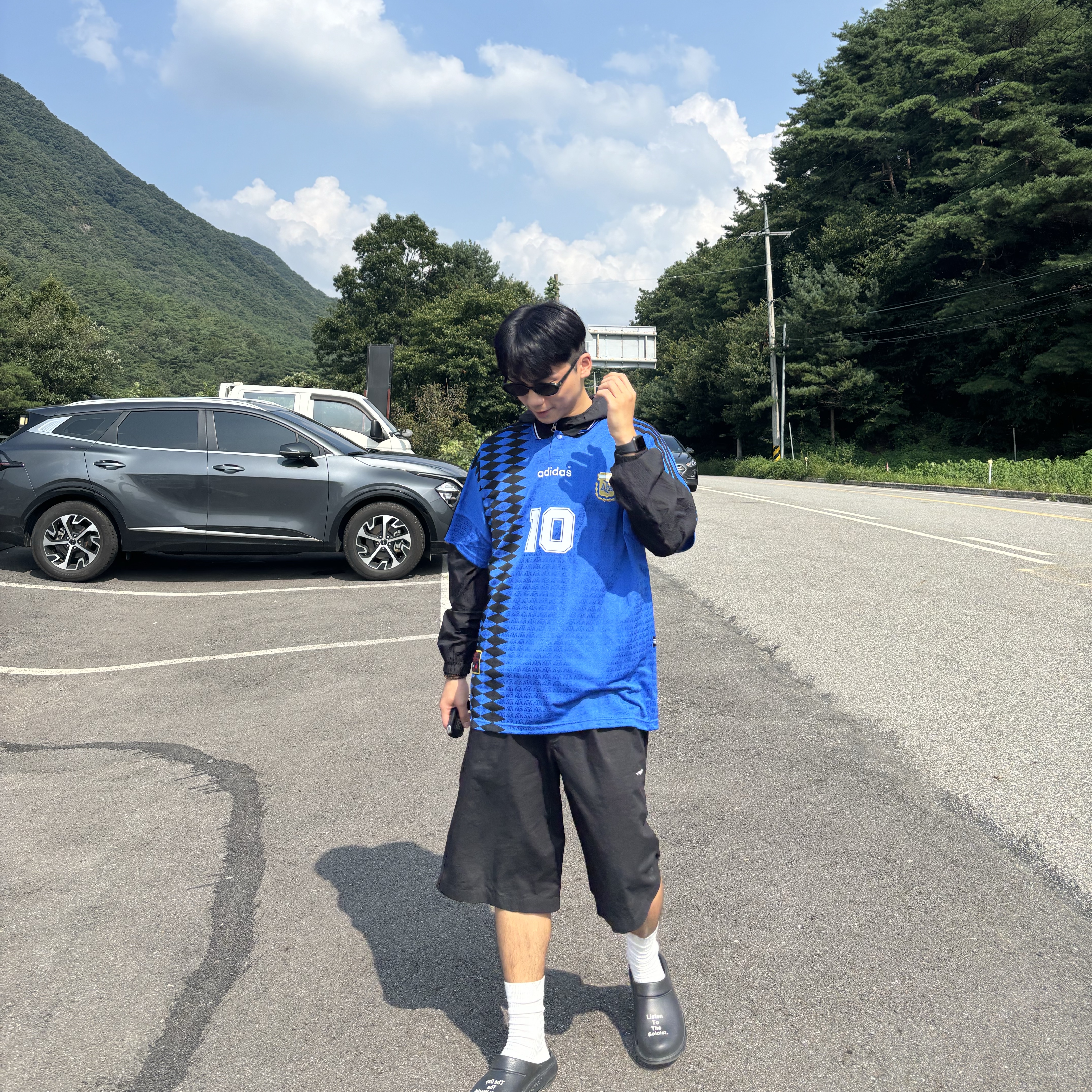 Adidas Argentina 1994 Away Jersey Blue - KR Sizing, Oofos x Takahiromiyashita The Soloist The Day The Whole World Went Away Clog Black 착용 스타일 - 2