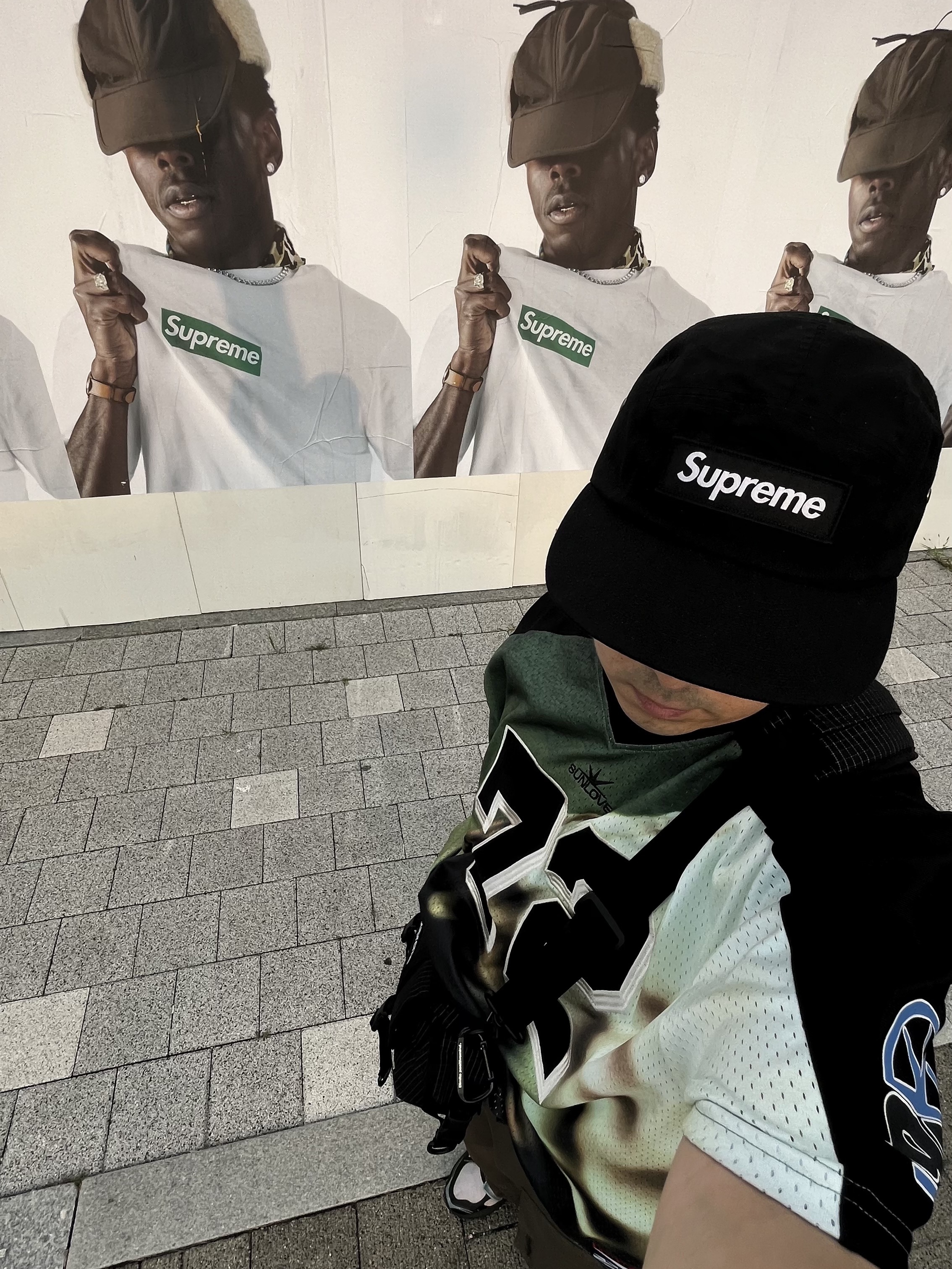 Supreme Waxed Cotton Camp Cap Black - 23FW, Asics Gel-Terrain Faded Ash Rock Black 착용 스타일 - 1