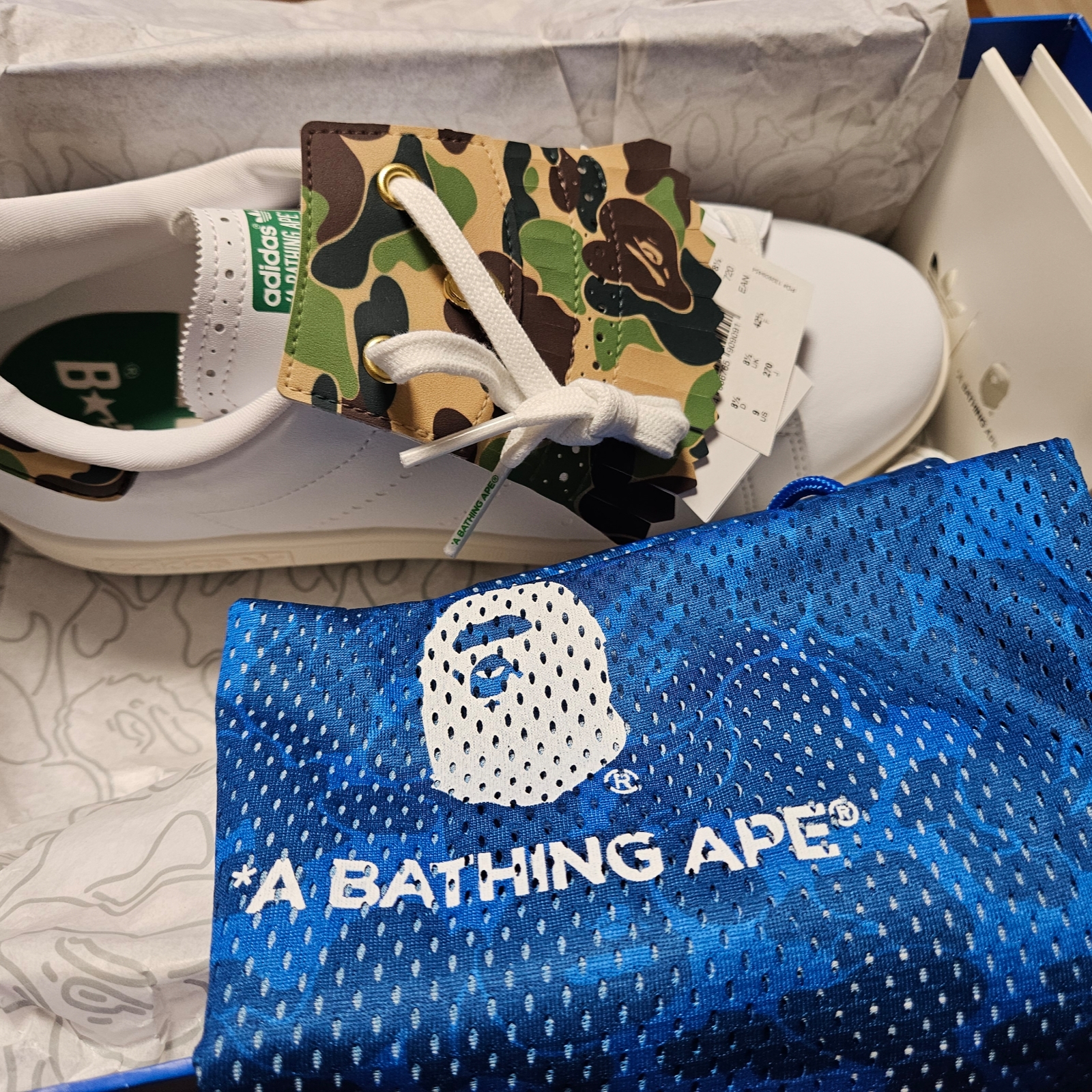 Adidas x BAPE Stan Smith Golf Cloud White Green 착용 스타일