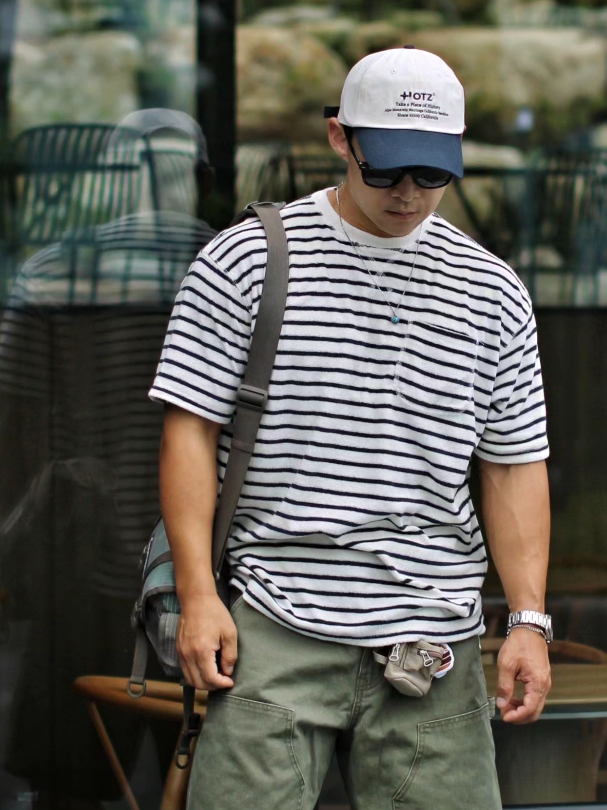 New Balance x Pottery 574 Premium Hard Navy, Casio MTP-1302D-2A2 착용 스타일 - 6