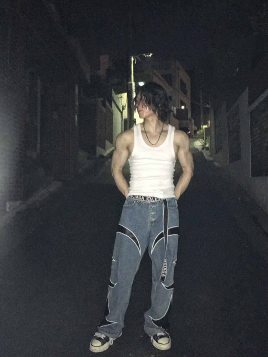 Thug Club Leather Washing Pants Denim, Casio MTP-B145D-2A1V 착용 스타일 - 3