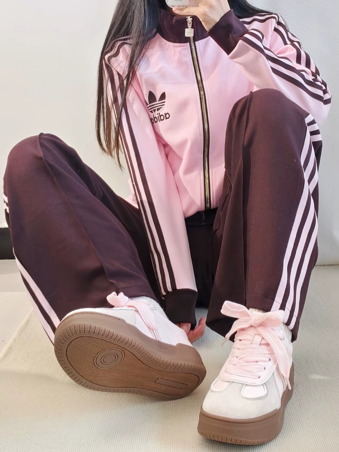 (W) Adidas Originals Beckenbauer Track Jacket Clear Pink - KR Sizing 착용 스타일