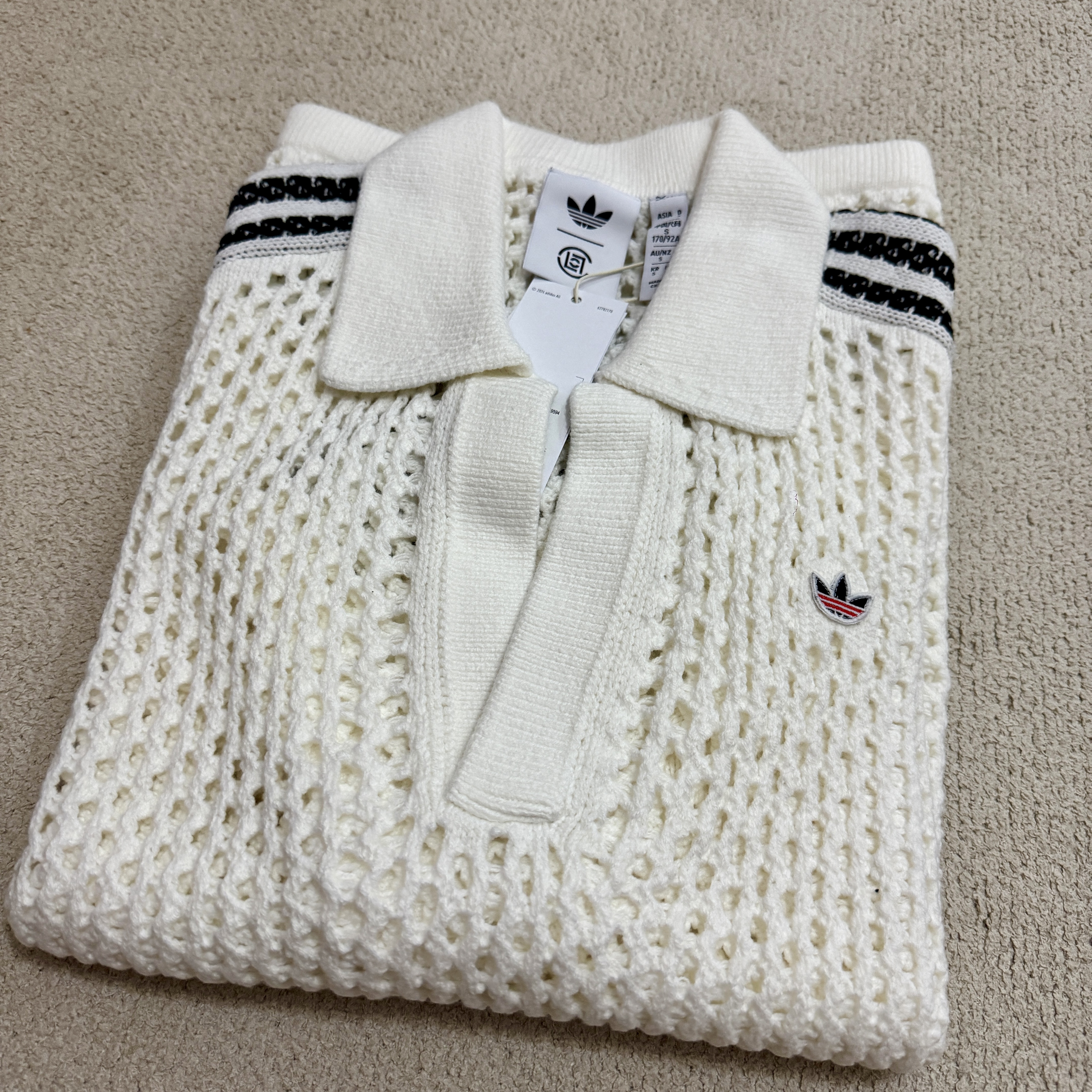 Adidas x Clot Crochet Polo Core White - KR Sizing 착용 스타일