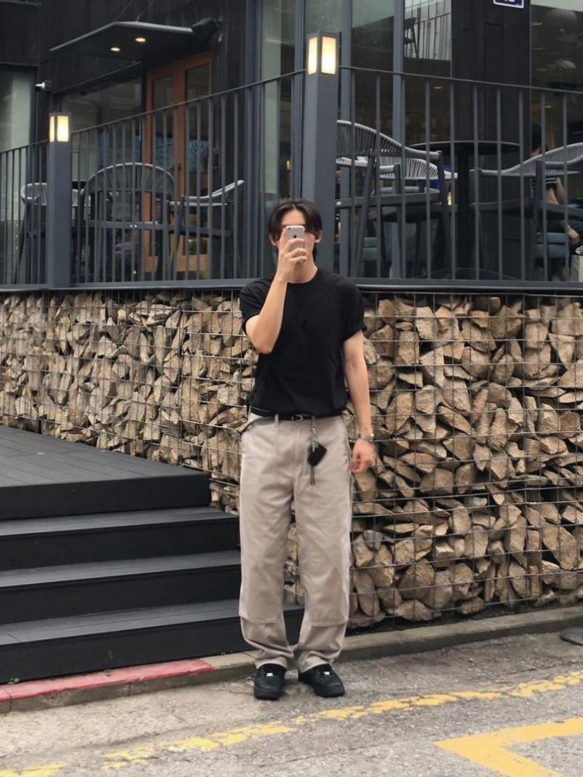 AAA Heavy Cotton 1301 T-Shirt White Black (2Pack) 착용 스타일 - 4