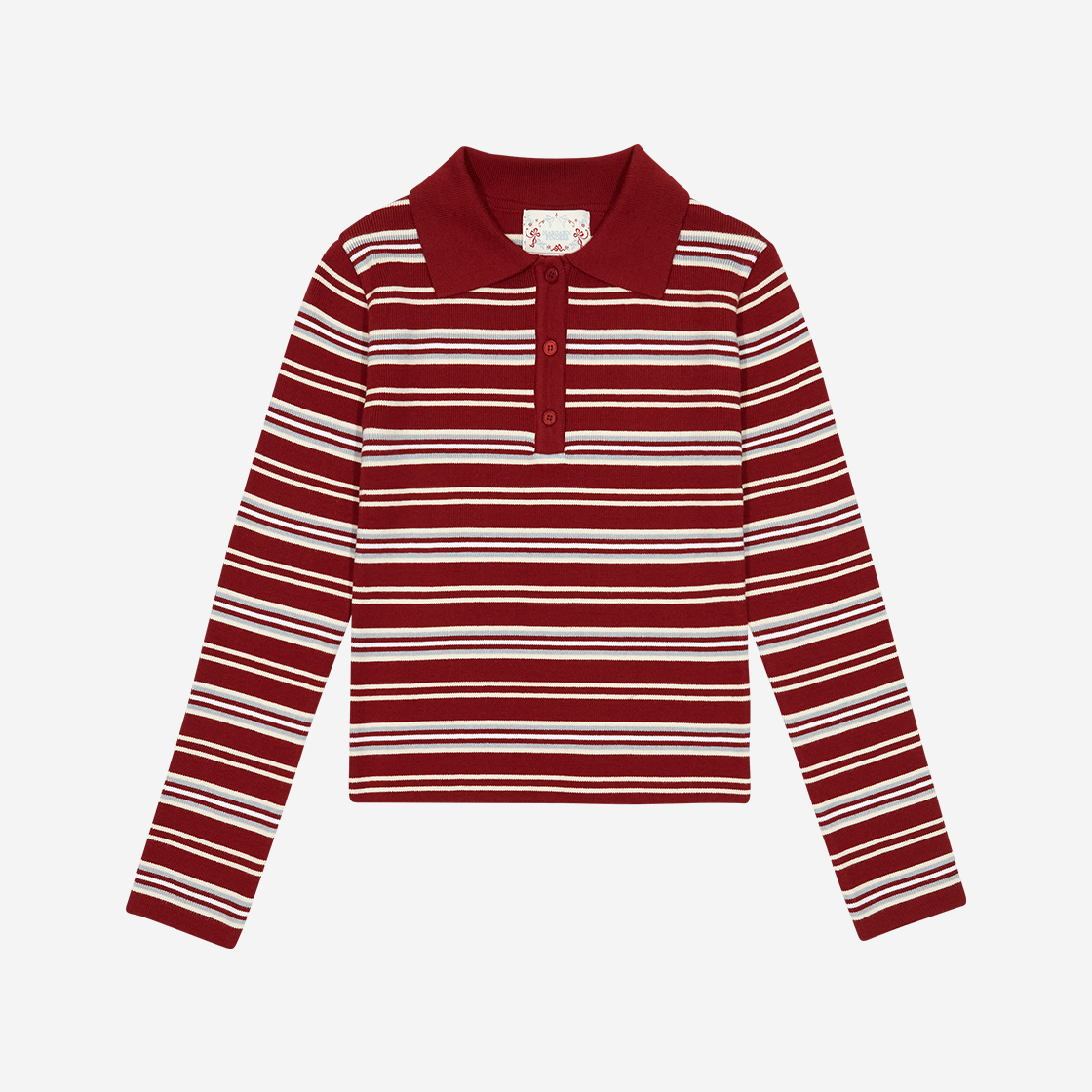 마가린핑거스 멀티 스트라이프 피케 니트 다크 레드(Margarin Fingers Multi Stripe Pique Knit Dark Red) - 1