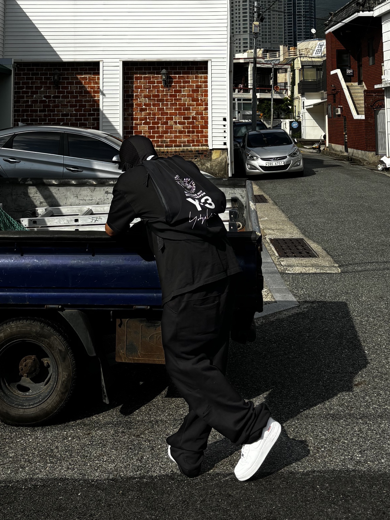 Wapworks Flare Layerd Sweat Pants Black, Nike x Supreme Air Force 1 Low White 착용 스타일 - 5