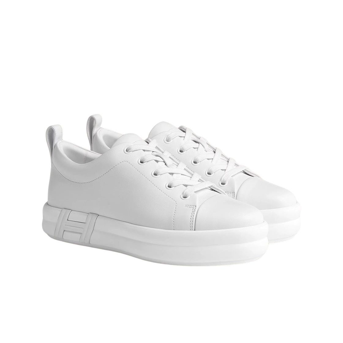 (W) 에르메스 해피 스니커즈 카프스킨 & 블랑((W) Hermes Happy Sneakers Calfskin & Blanc) - 2