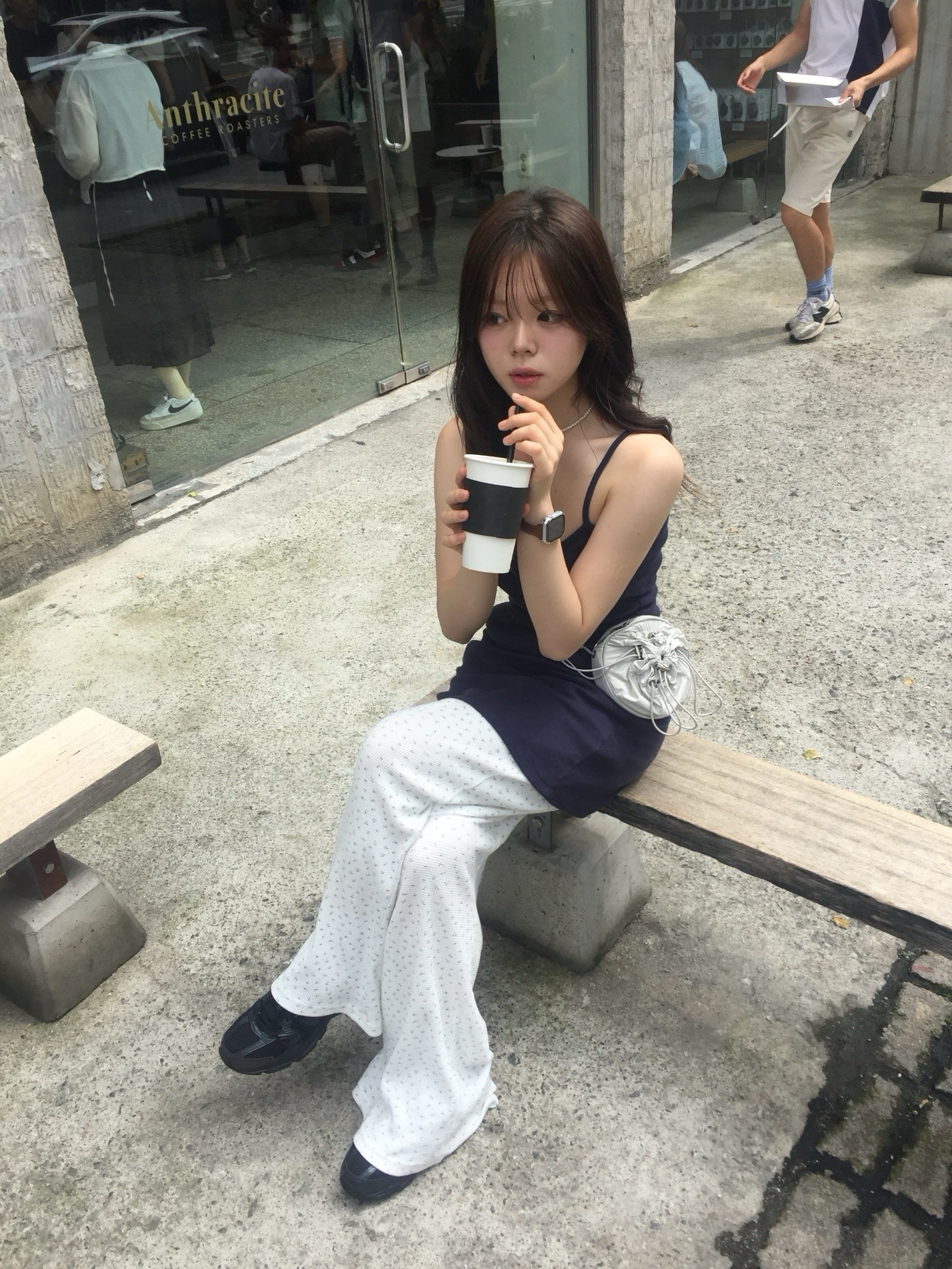 (W) Glowny G Classic Tank Dress Navy, New Balance 530 Black 착용 스타일 - 2