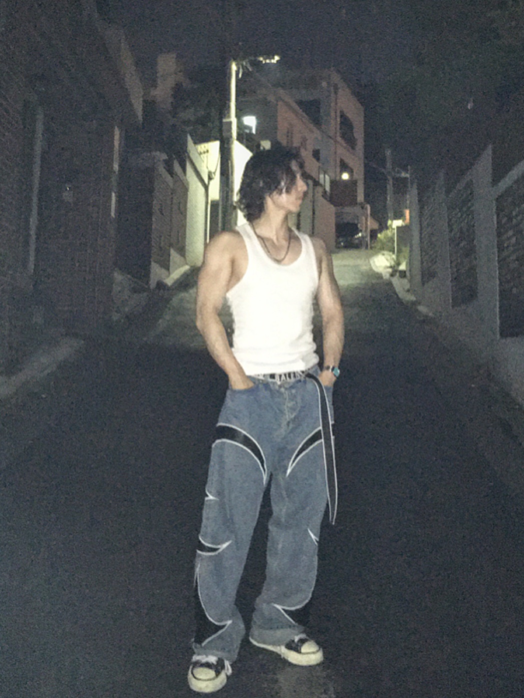 Thug Club Leather Washing Pants Denim, Casio MTP-B145D-2A1V 착용 스타일 - 1