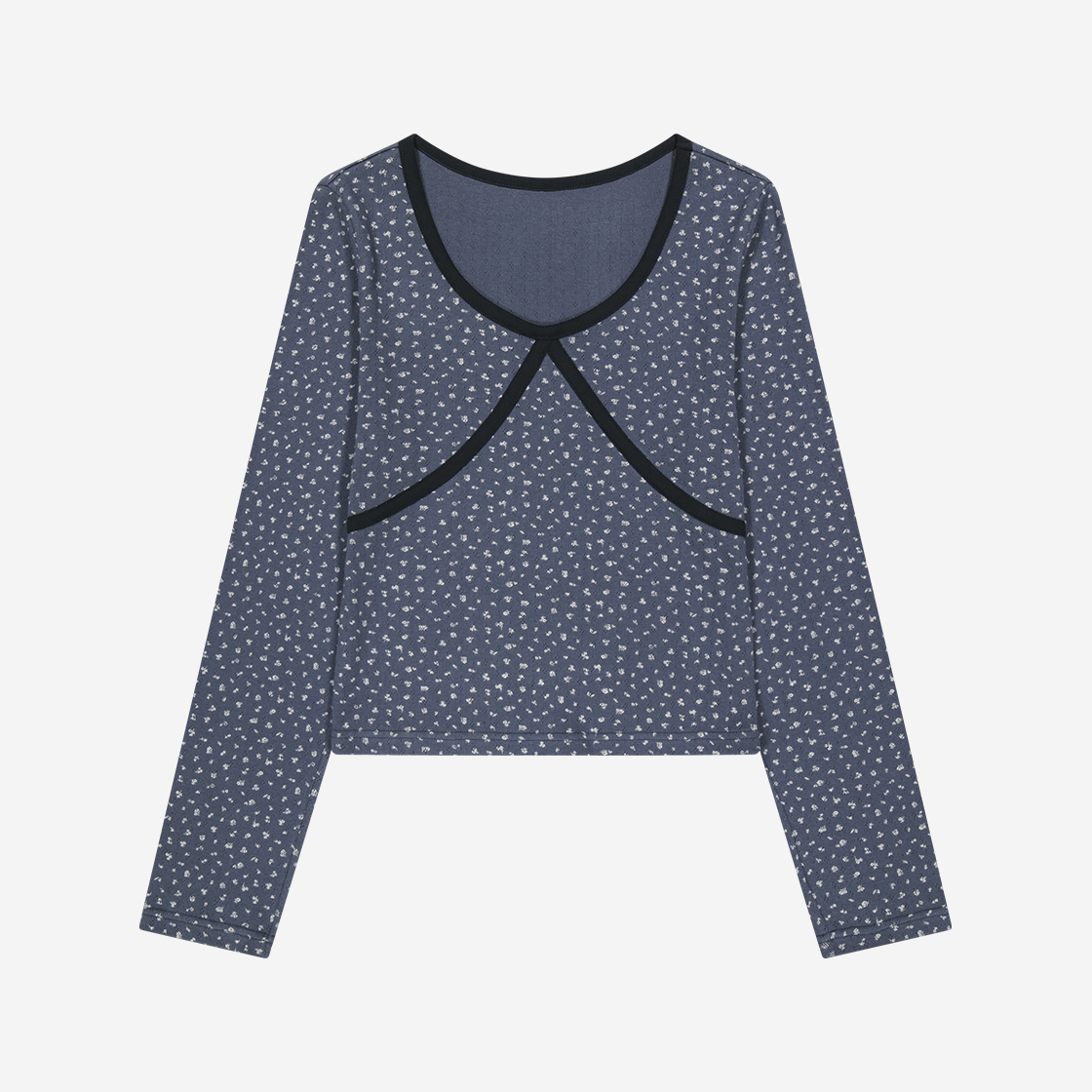 마가린핑거스 라인 플로럴 티셔츠 네이비(Margarin Fingers Line Floral T Shirt Navy) - 1