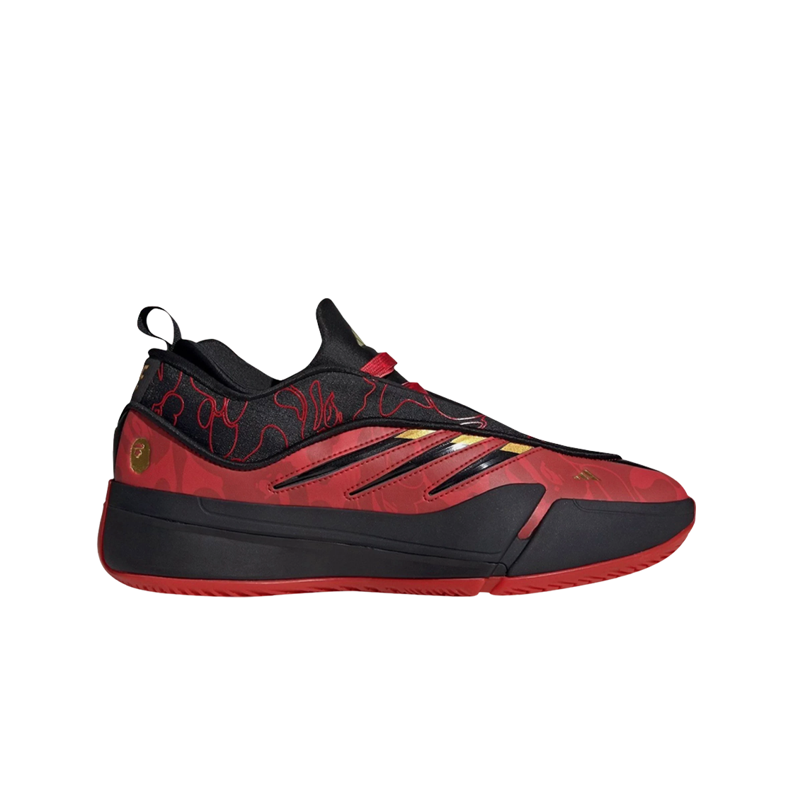 아디다스 x 베이프 데임 9 베러 스칼렛 코어 블랙(Adidas x BAPE Dame 9 Better Scarlet Core Black)