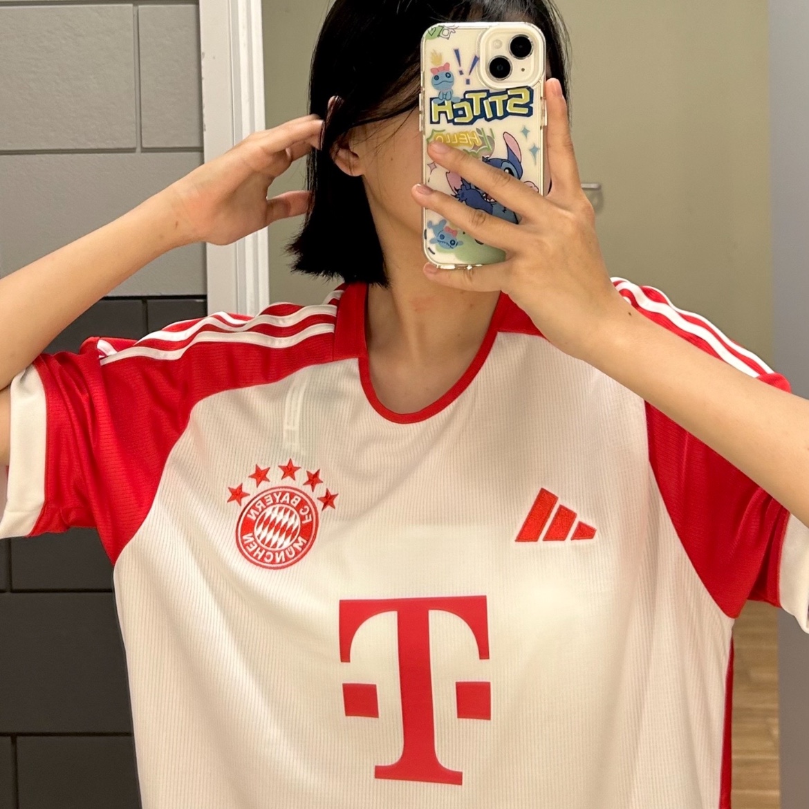 Adidas Bayern Munchen 2023/24 Home Jersey White Red - KR Sizing (Non Marking Ver.) 착용 스타일 - 2