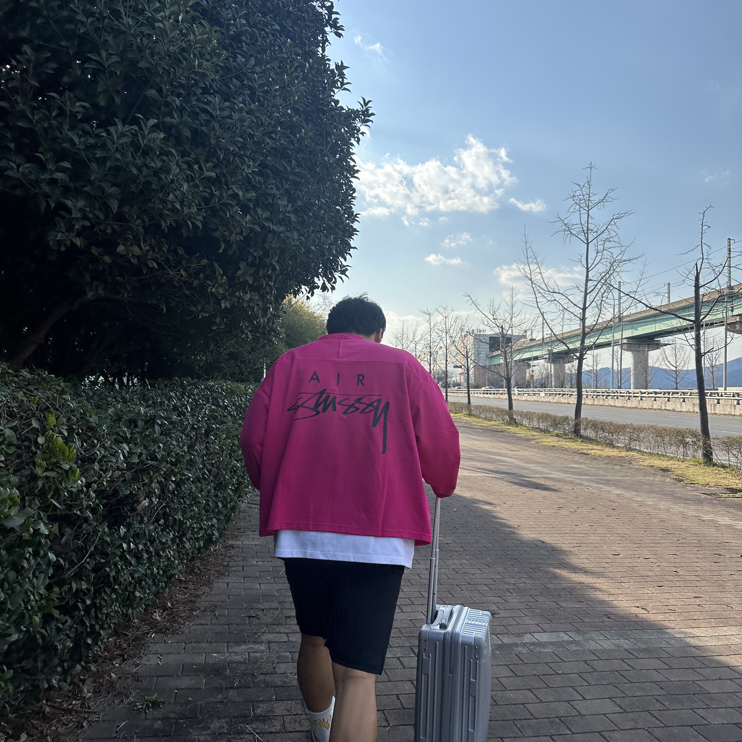 Nike x Stussy Long Sleeve Top Fireberry (FJ9164-615) 착용 스타일 - 2