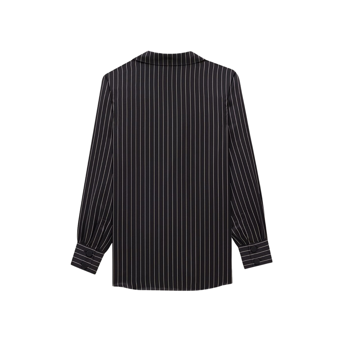 (W) Saint Laurent Pajama Shirt In Striped Silk Satin Black Craie 상세 이미지 2