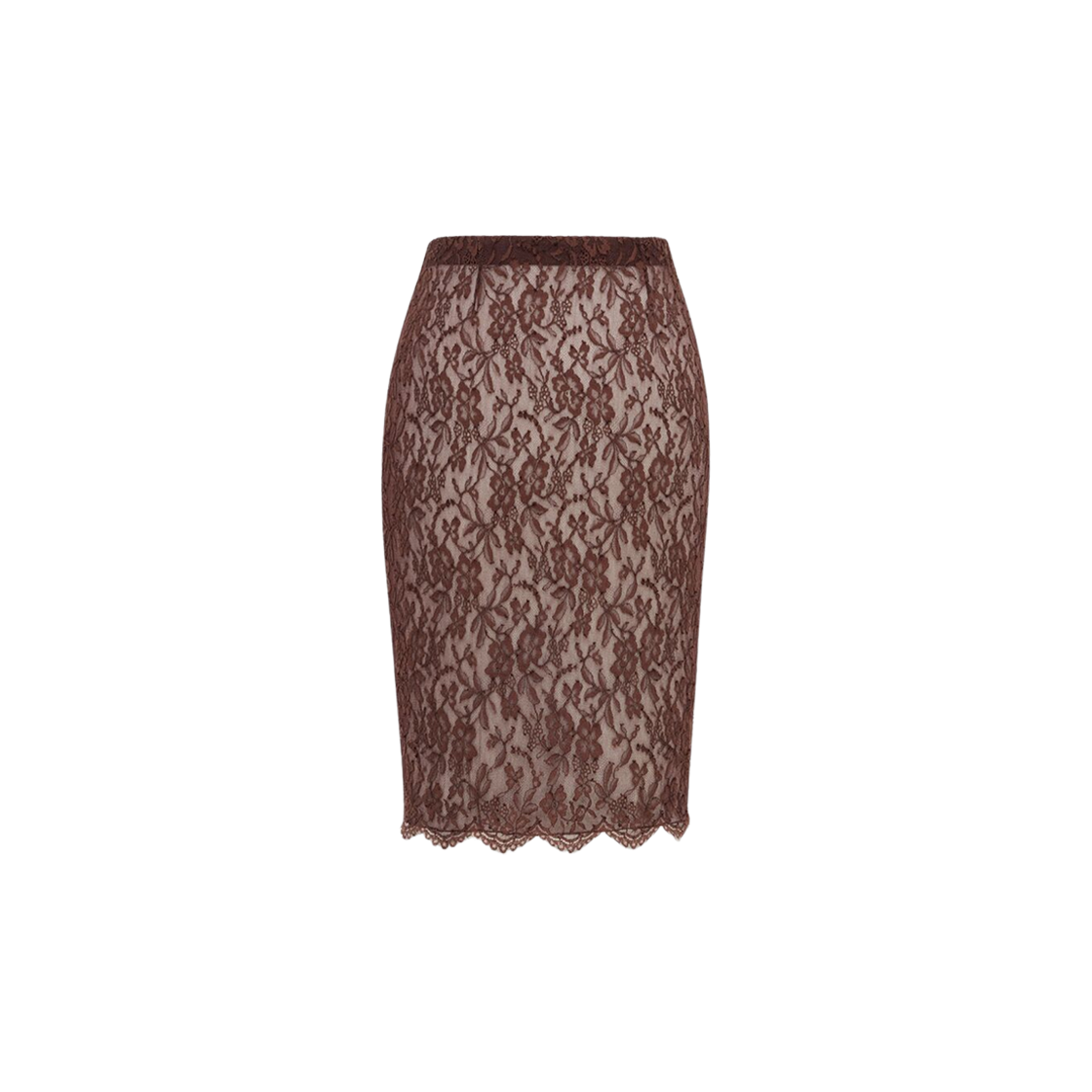 (W) Saint Laurent Pencil Skirt In Lace Chocolat 상세 이미지 1