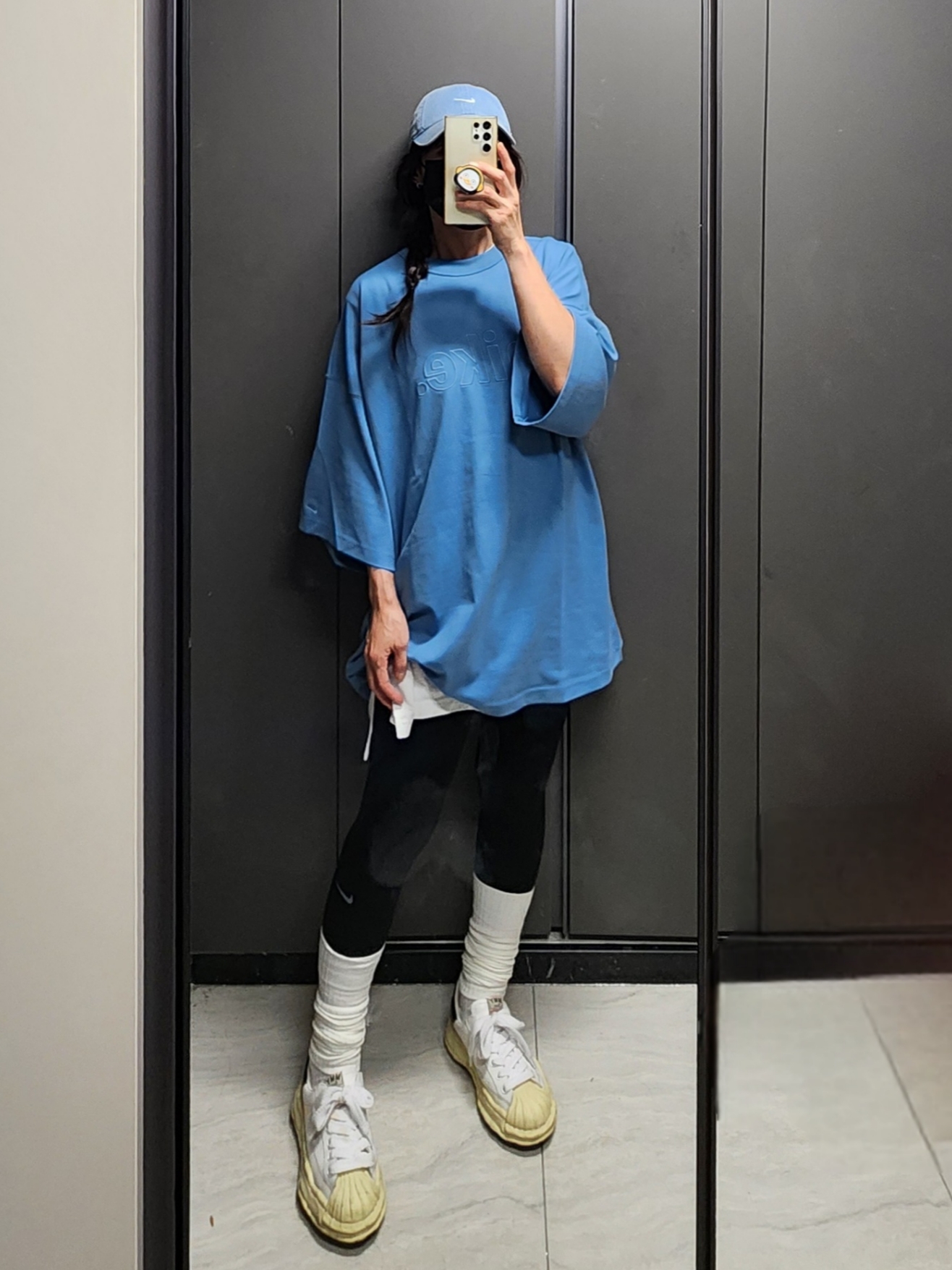 Maison Mihara Yasuhiro Blakey VL OG Sole Leather Low-top Sneakers White, Nike Club Unstructured Denim Cap Aegean Storm Thunder Blue 착용 스타일 - 1